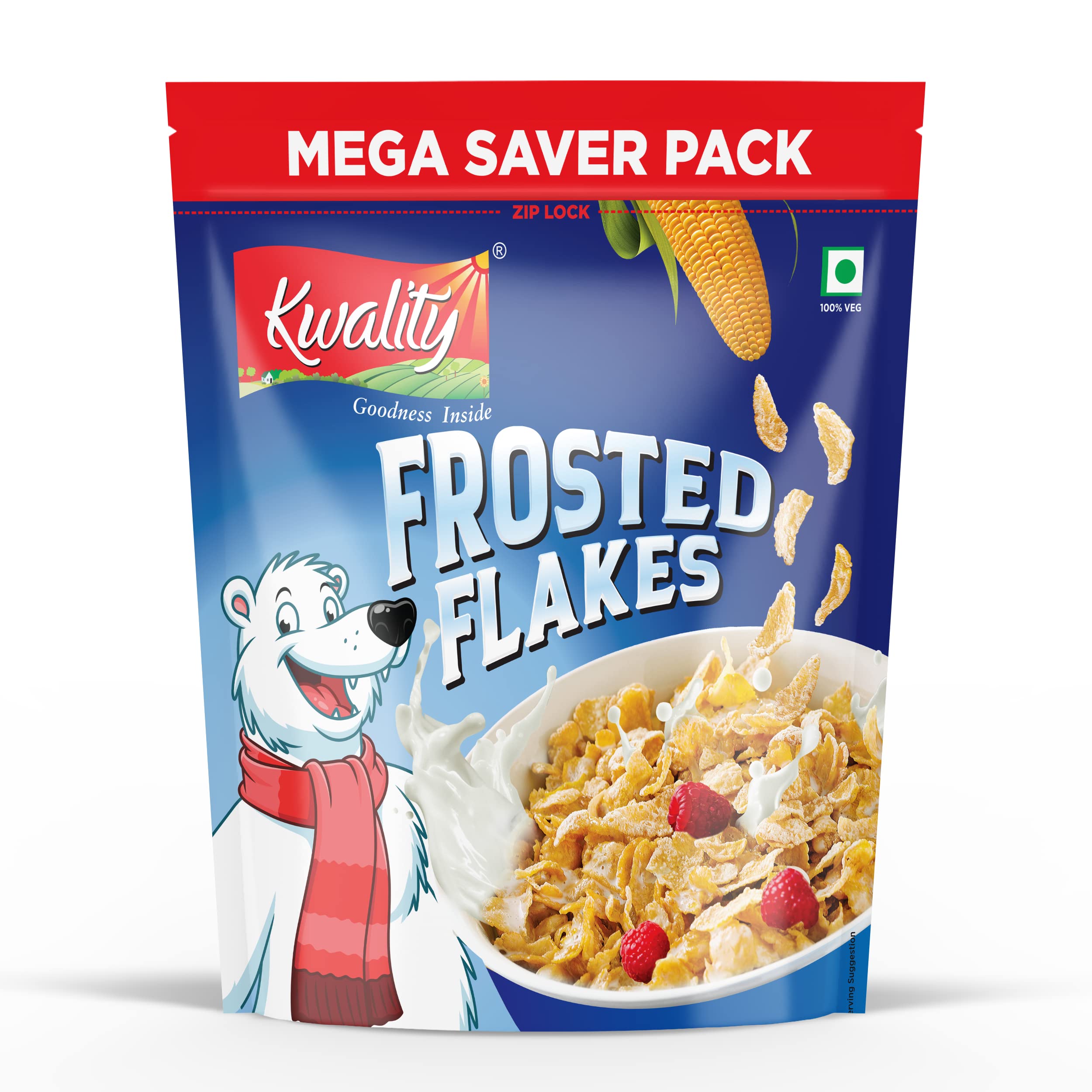 Kwality RCB Frosted Flakes 1kg | Made with Golden Corns | 99% Fat-Free | Natural Source of Vitamins & Iron | High Protein & Fiber | Healthy Breakfast Cereal | Endorsed by Royal Challengers Bangalore (RCB) (B09K8BW245) Amazon Price History, Amazon Price Tracker