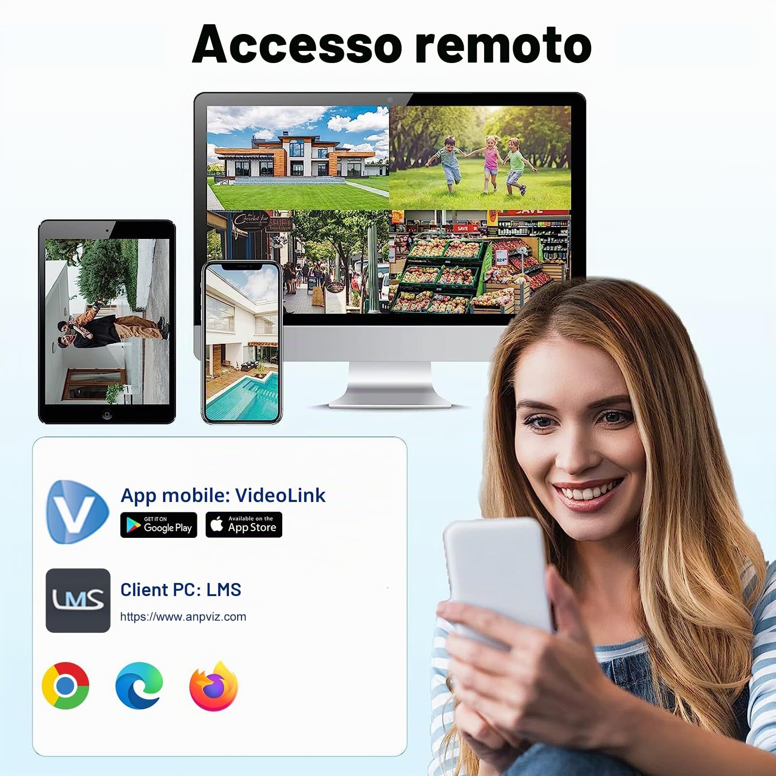 Anpviz 4MP Telecamera IP PoE Esterno, Rilevamento IA Movimento Umano