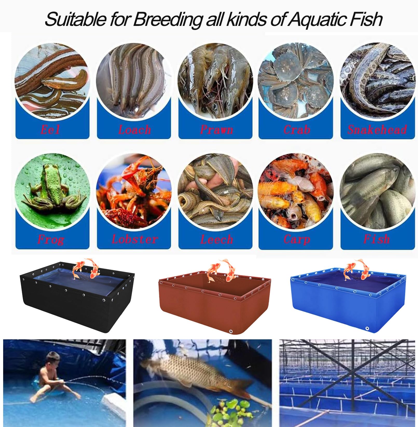 0.6x0.6x1mliner Bassin extérieur Grande Piscine d'aquaculture autoportant, pour Poissons Rouges Koi, Résistant aux déchirures Réservoir d'eau extérieur Étangs en Toile avec Valve de vidange