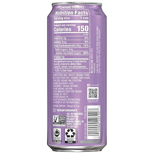 Miniatura 3 de Yachak Yerba Mate Drink Blackberry latas de 16 onzas líquidas paquete de 12