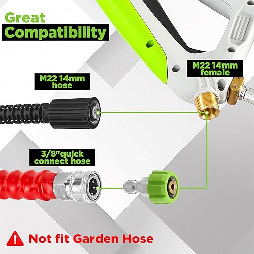 Miniatura 6 de Varita telescópica para lavadora a presión de 21 pies con cepillo, 4000 PSI telescópica de extensión para lavadora eléctrica, 3 varillas curvadas