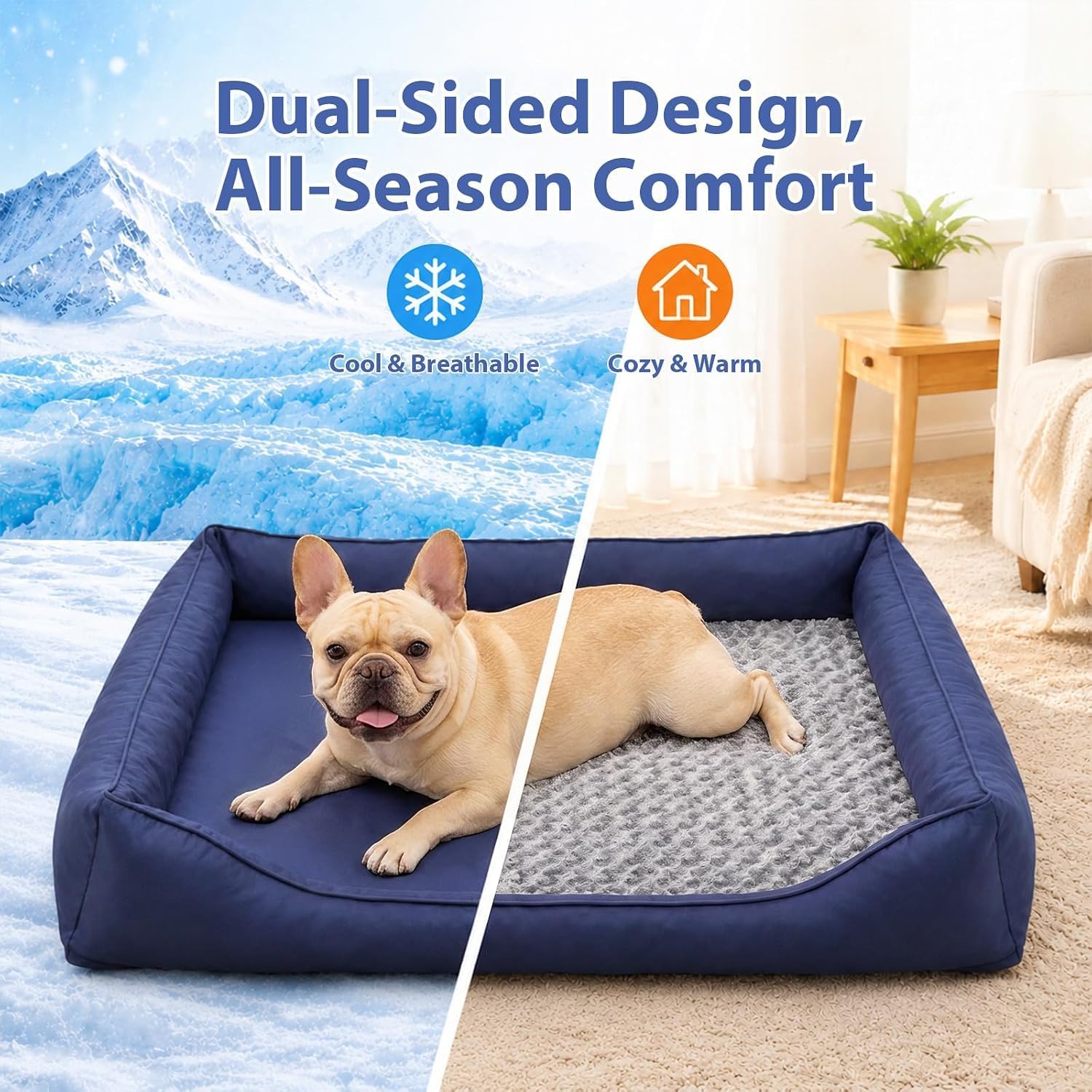 Washable Medium Dog Bed with Removable Waterproof Cover — view 2
