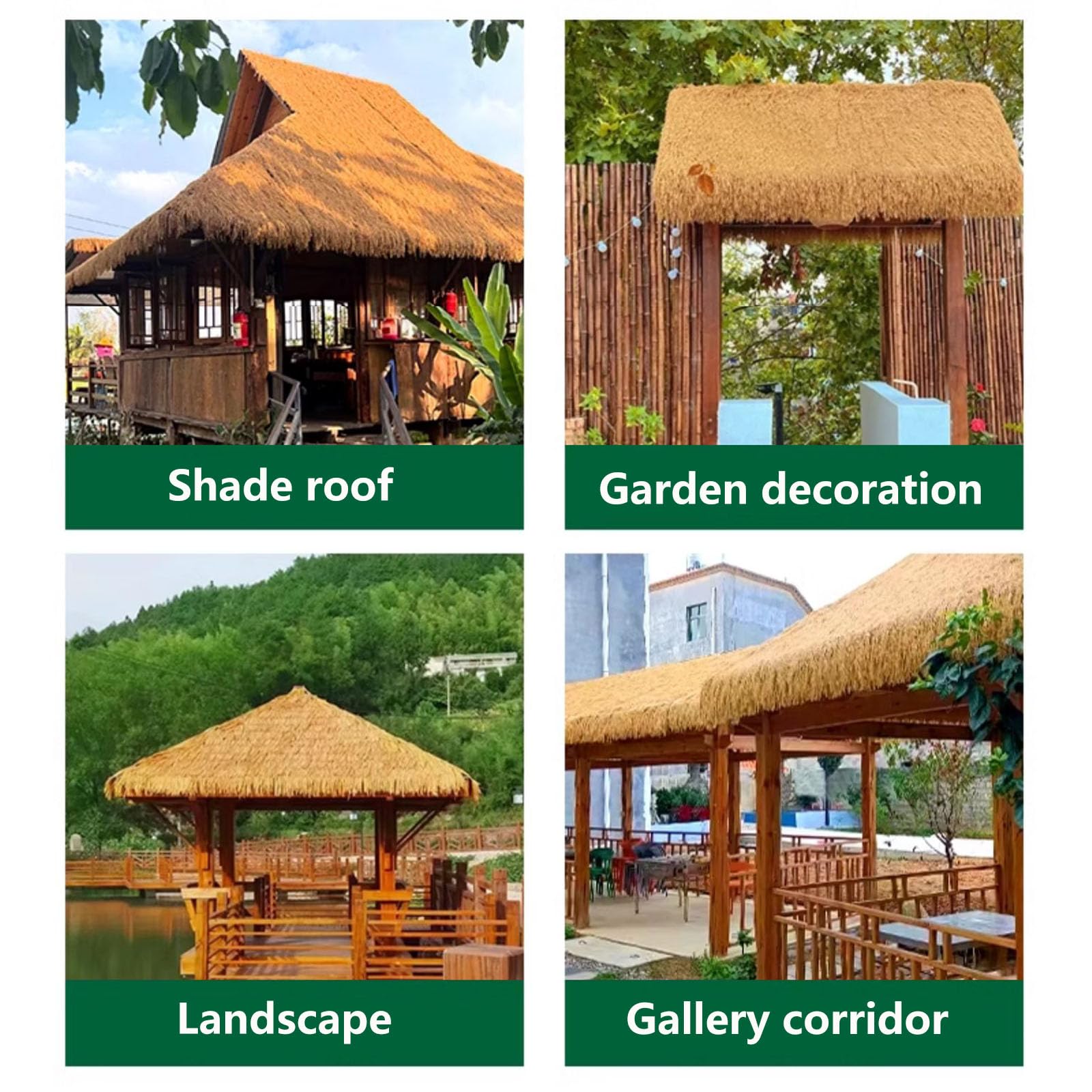 HAZEK Techo De Paja Artificial, Techo De Paja Tiki,para techos de Paja para Tiki, Bar, cabaña, Patio, Piscina, Playa, Fiesta Hawaiana y decoración(Size:1.6x16.4ft(0.5x5m))