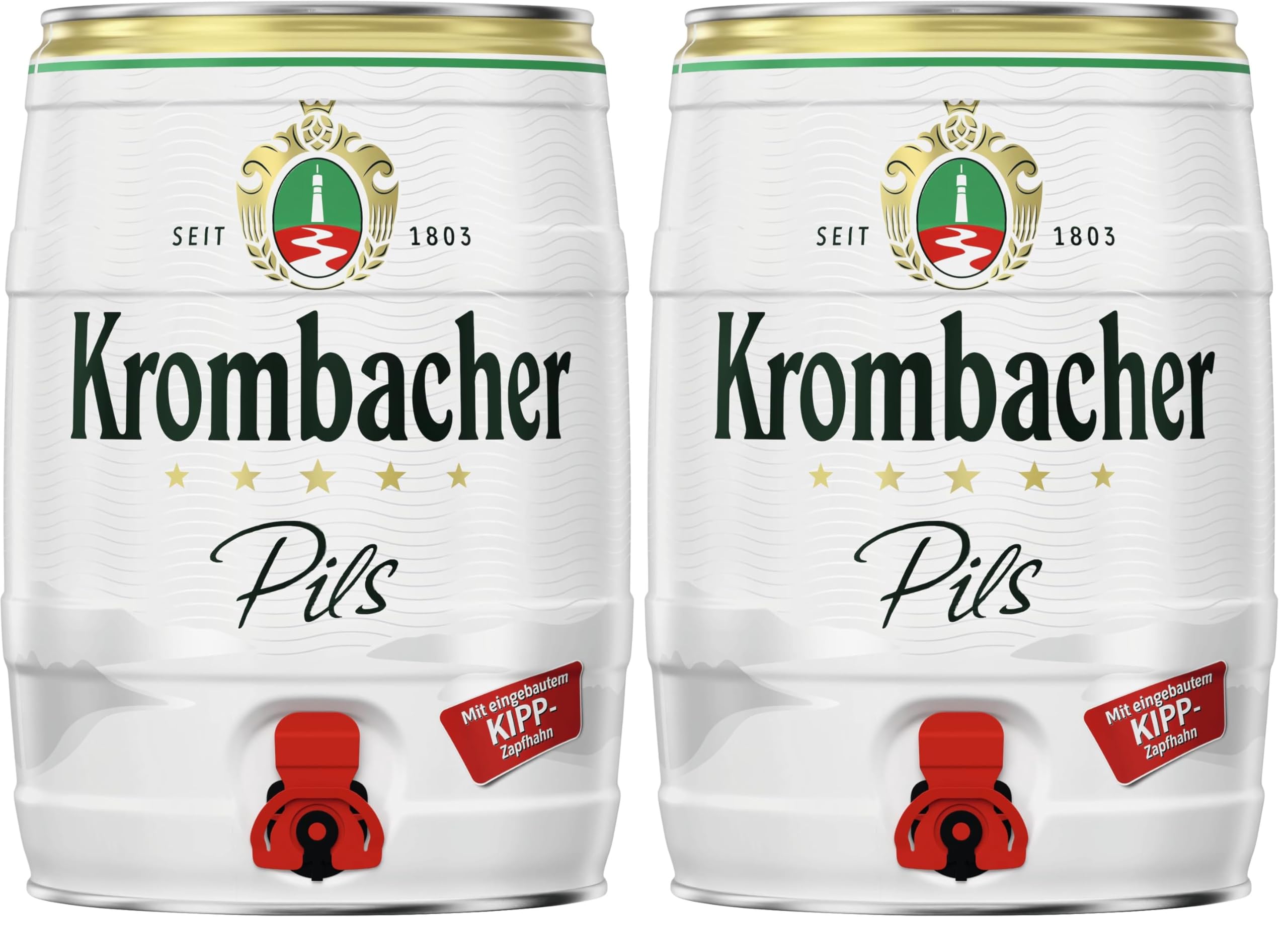 Krombacher Pils Partyfass (1 x 5 L) Pfandfrei (Packung mit 2)