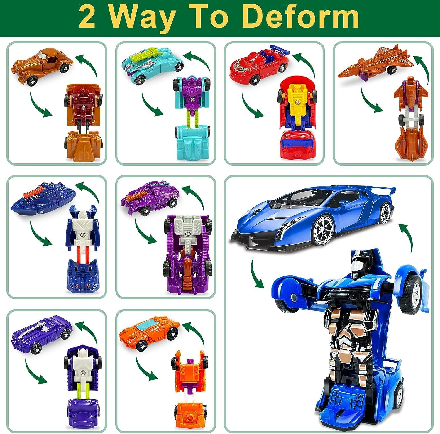 AMENON 24 Pcs Transform Car Robot Toys Christmas Advent Calendar 2025 for Kids Boys, 24 Days Countdown Calendar Large Car Automatic Deformation + 23 Vehicles Xmas Stocking Stuffers Gifts Party Favors