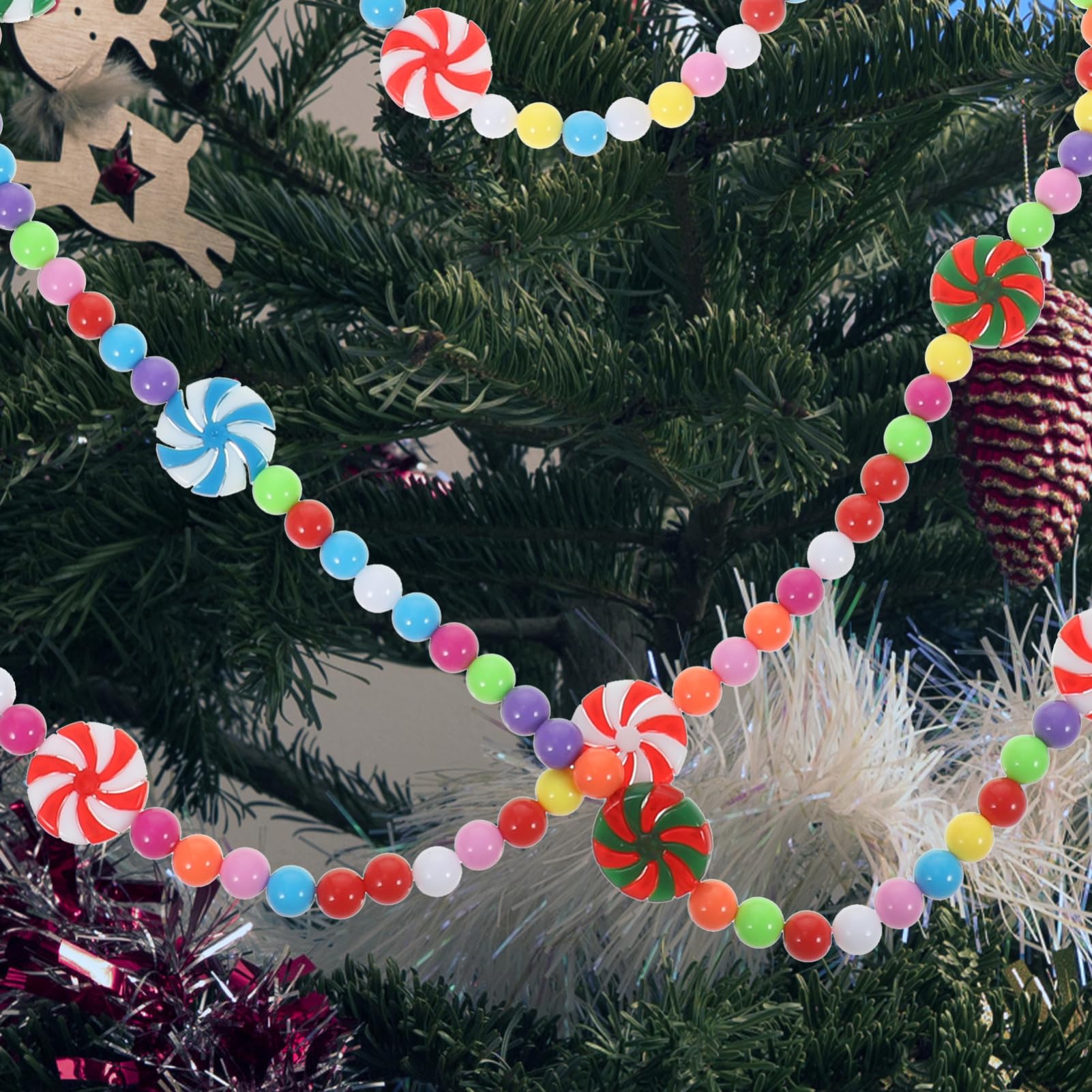 5st Süßigkeitsanhänger Aus Perlen Geäst Weihnachtsglocken Lichterkette Batteriebetrieben Weihnachten Christbaumschmuck Kugeln Ornamente Perlengirlande Weihnachtsbaum Plastik PRETYZOOM