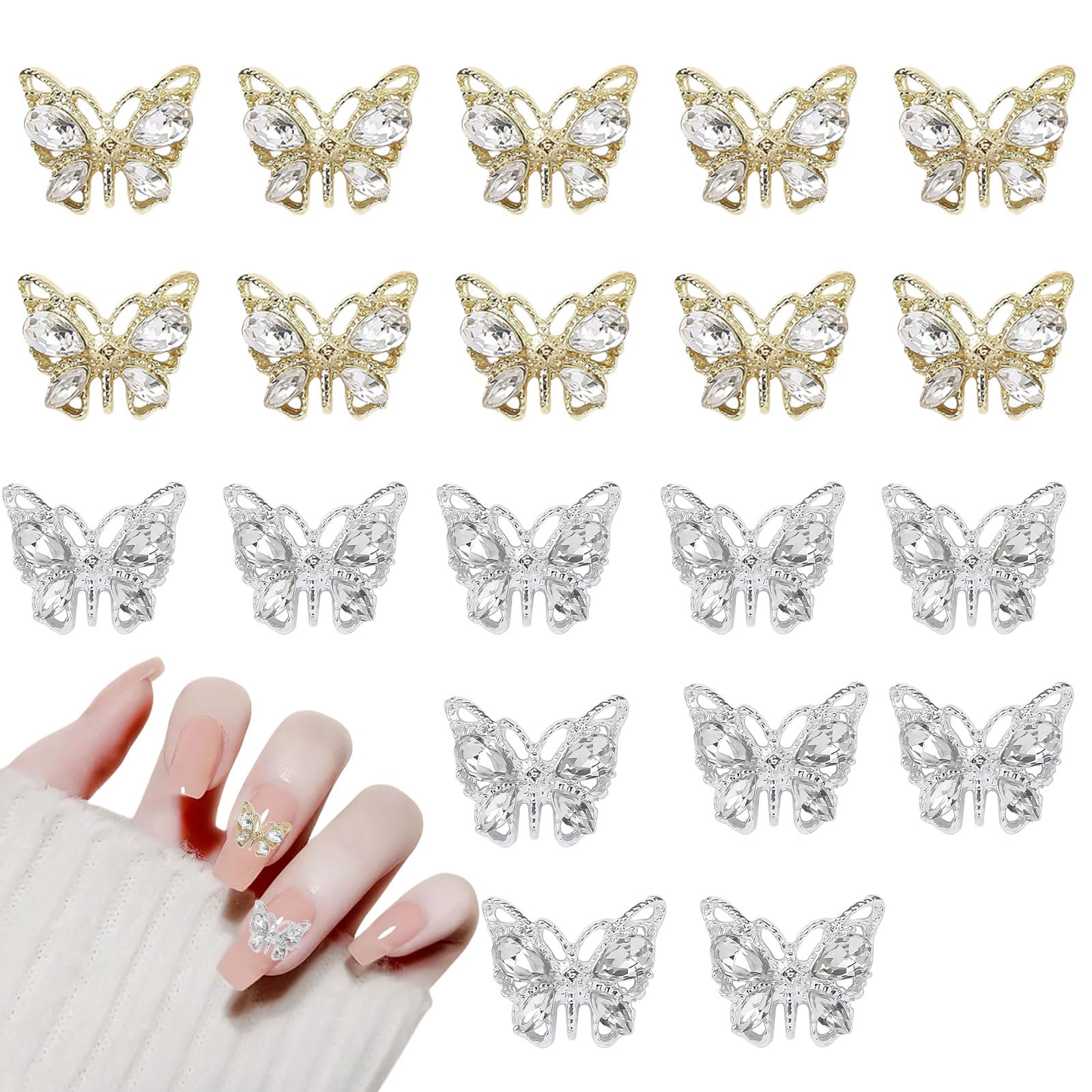 ネイルパーツ 3D 蝶 バタフライ 20粒 キラキラ 小粒 かわいい Amazon