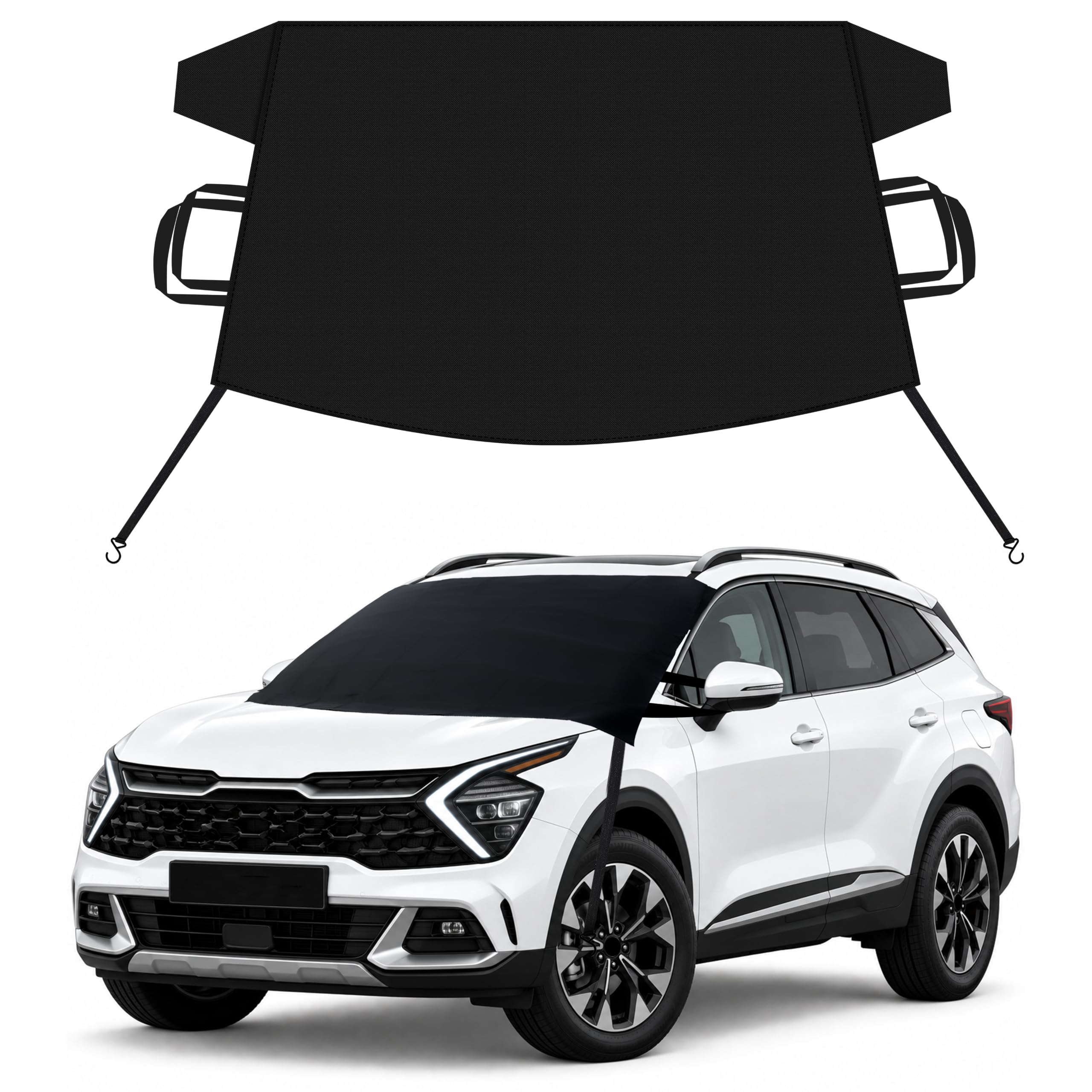 EcoNour Car Snow Cover Compatible for Kia Sportage | Windshield Cover for Ice and Snow with S-Hook Straps | Heavy-Duty 600D Oxford Winter Car Cover, Waterproof &amp; Anti-Slip