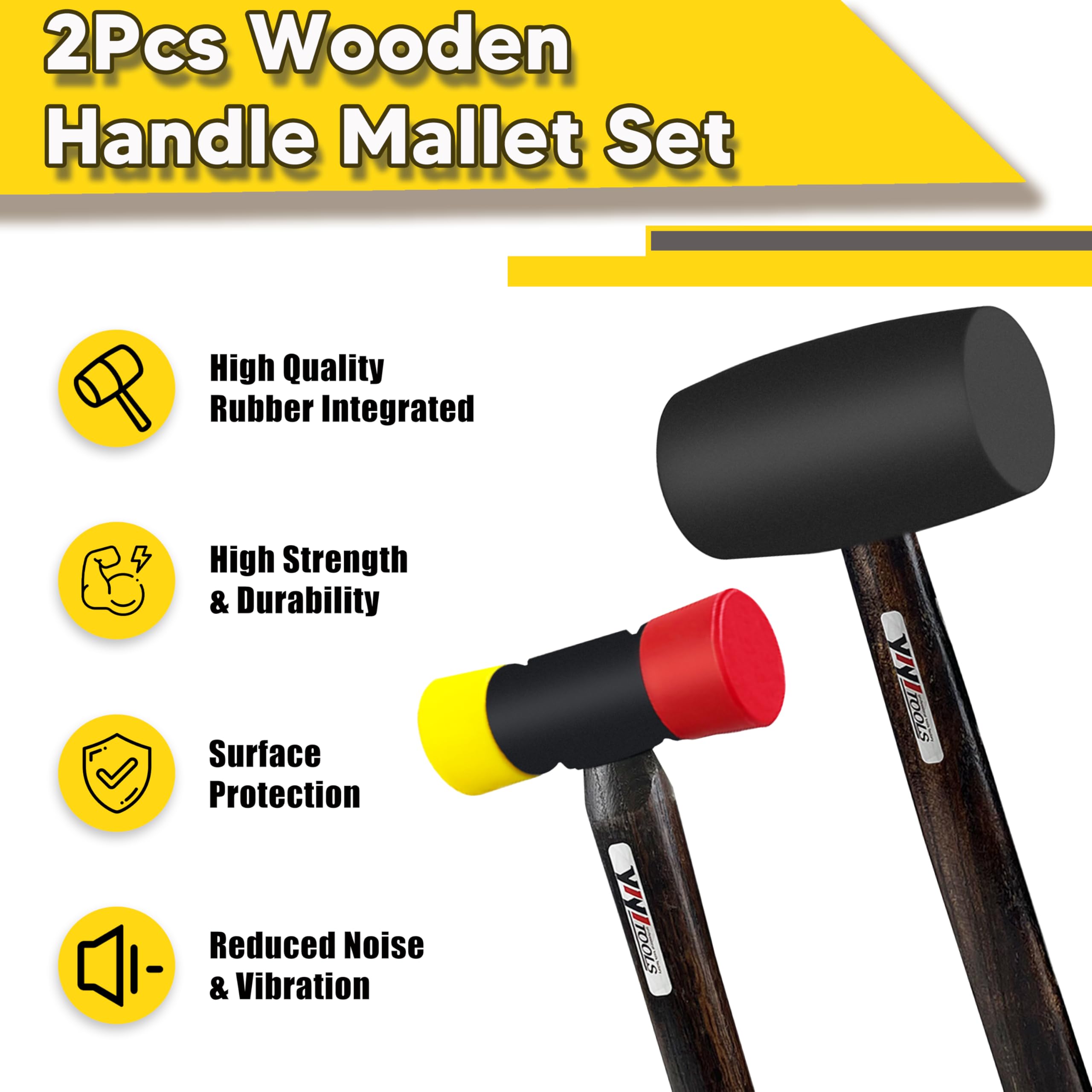 11 Double Face Soft Rubber Mallet Hammer Tubular Steel Nonslip Handle