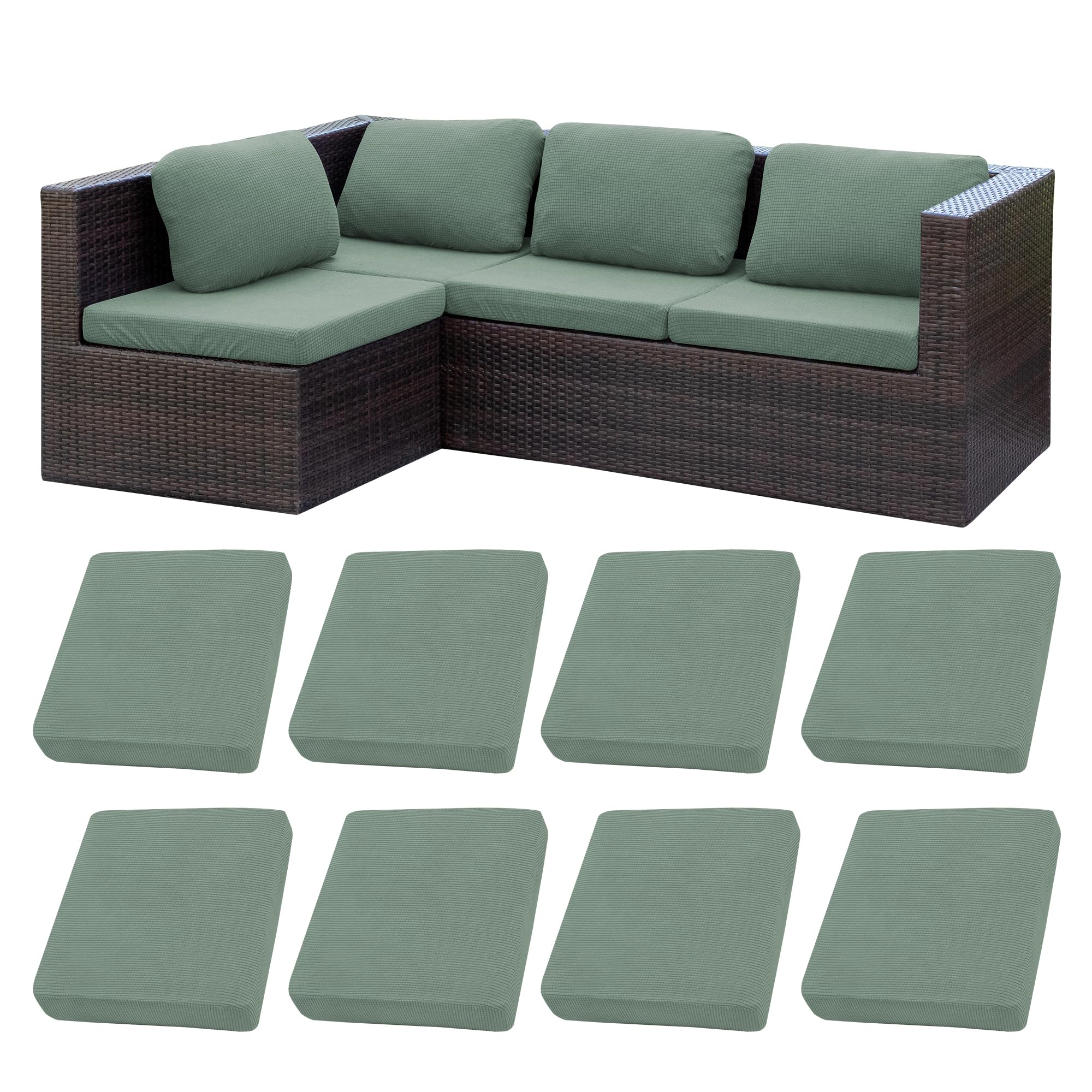 8 Pcs Outdoor Cushion Covers, Patio Sofa Cushion Covers Replacement