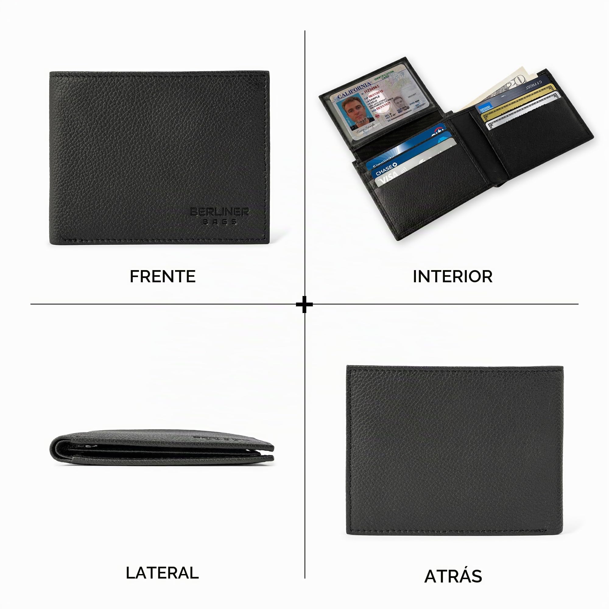 Berliner Bags Peter Cartera de Piel Auténtica Hombre con 8 Tarjetas y RFID