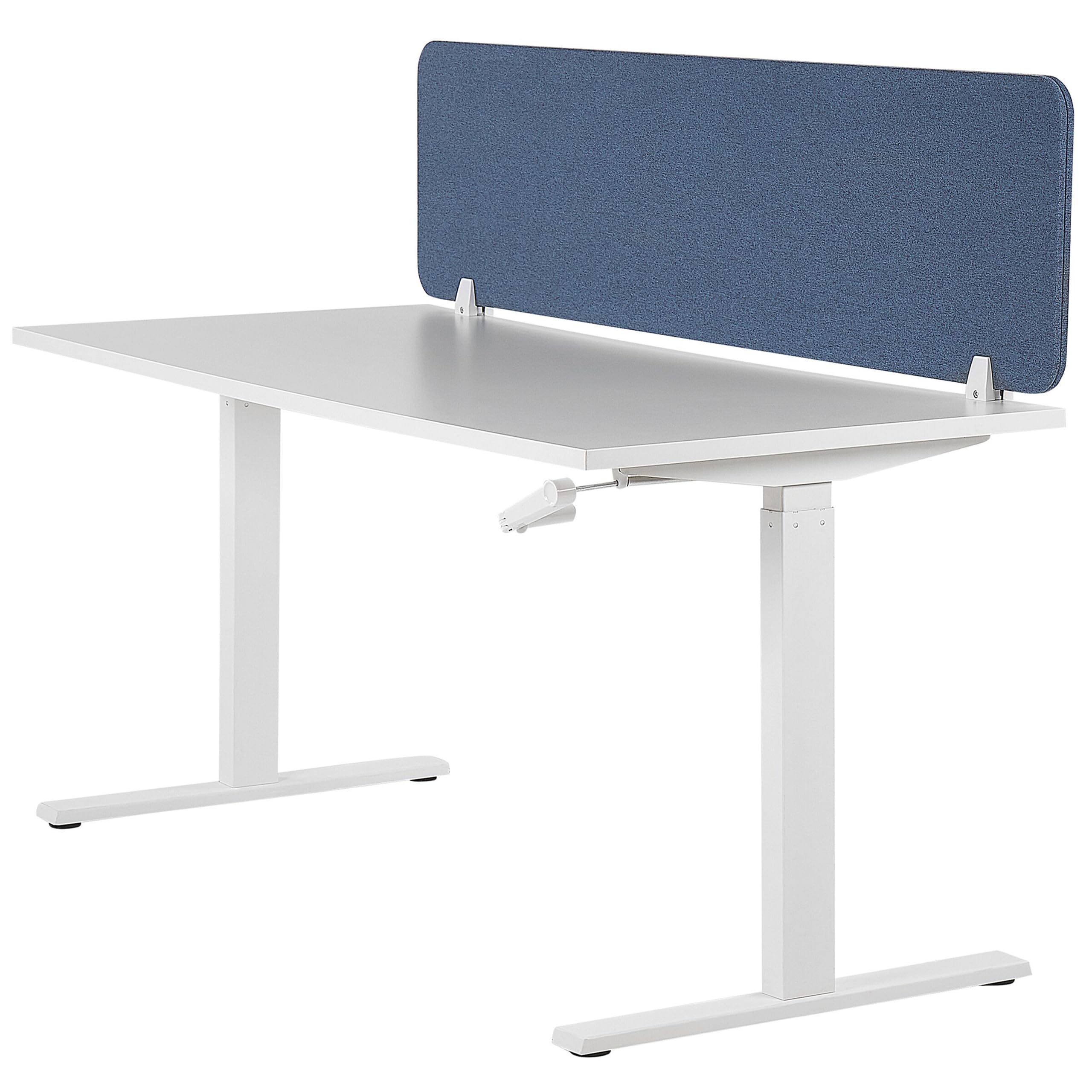 Beliani Séparateur Cloison Acoustique de Bureau et Table Bleu 160 x 40 cm Réduit Le Bruit et Les Distractions Visuelles Idéal pour Le Open Space