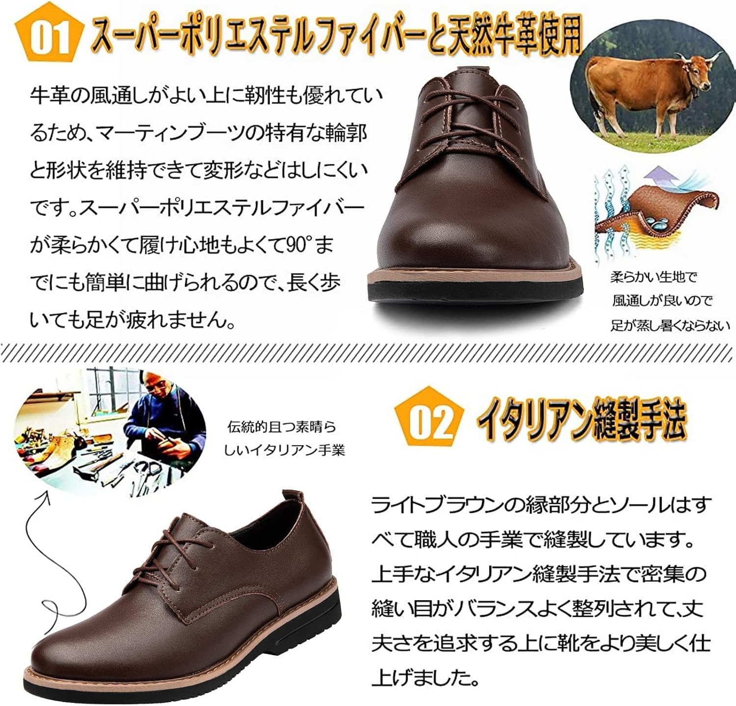 [SOARHOPE] メンズ 革靴 カジュアルシューズ ビジネスシューズ 紳士靴 レースアップシューズ キャンパスしゅーず プレーン