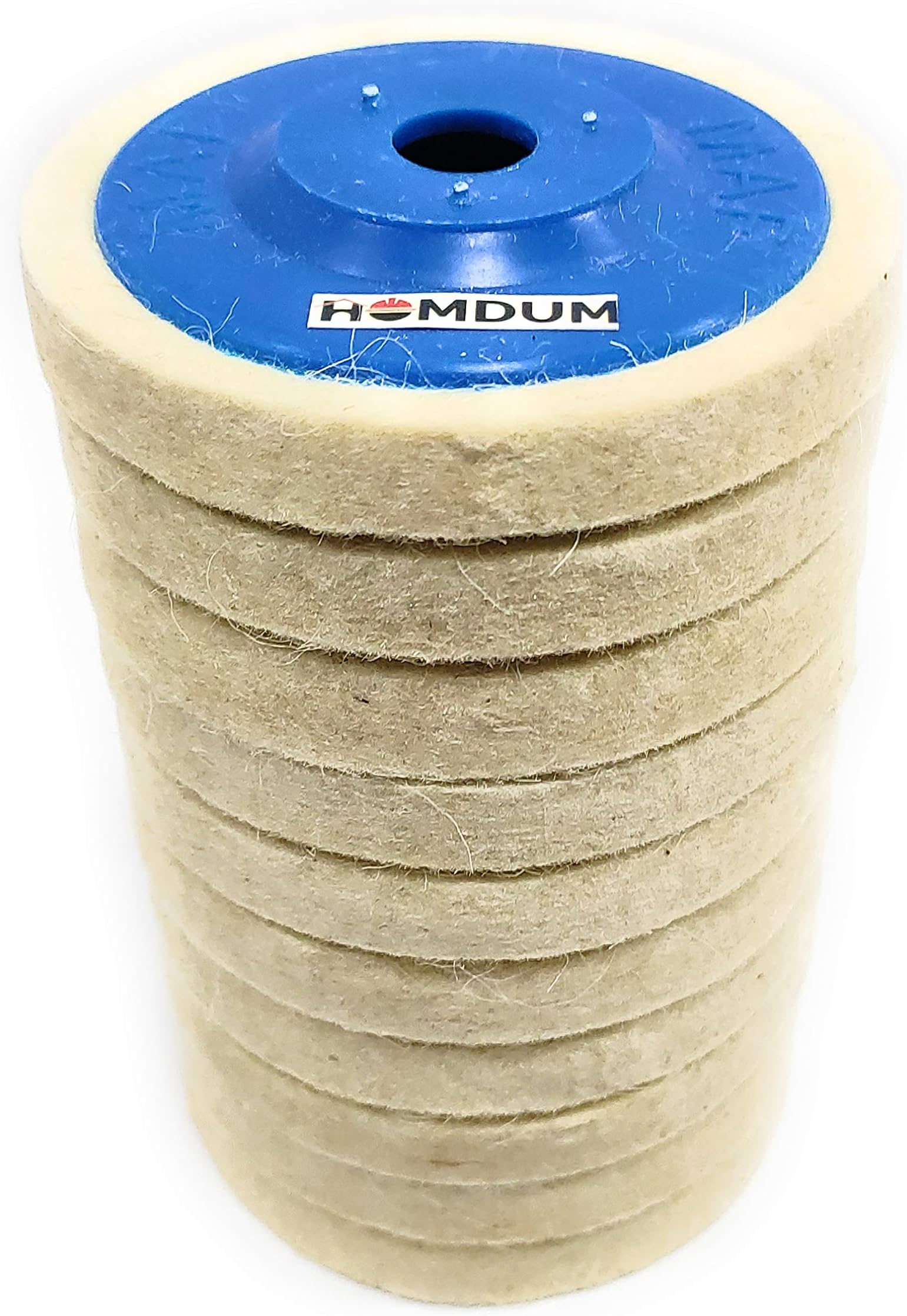 Homdum MAF Wool Felt buffing pad wheel disc for polishing stainless steel metal marble glass ceramic, 4 inch angle grinder abrasive rotary tool accessory - white, 100 x 16mm x 16mm dia (Pack of 10)