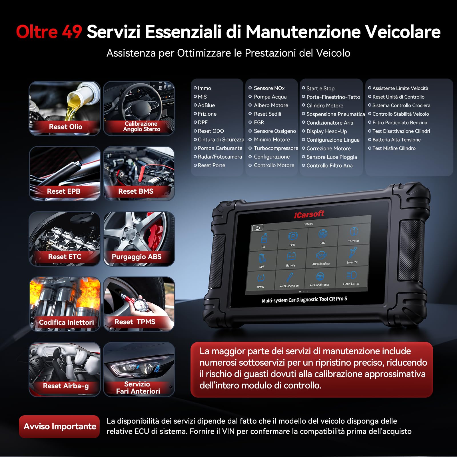 CR Pro S Strumento diagnostico bidirezionale per tutte le auto, codifica ECU per Audi/BMW/VW, scanner OBD2, touch screen/49 resetti/4000+ test/registrazione batteria