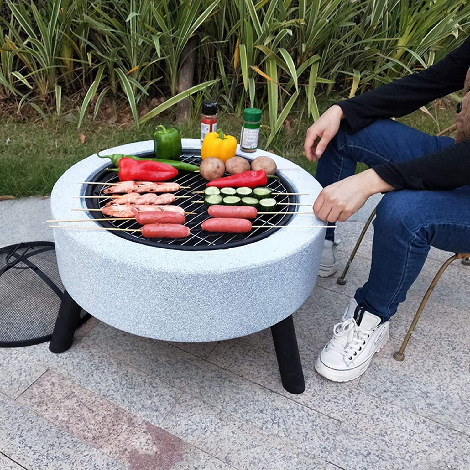 Parrilla Parrilla Estufa de calefacción, Charcoal Estufa al Aire Libre Asador Barbacoa Parrilla/Fuego, Mesa de Comedor, Calentador de jardín, Parrilla Ahumada Multiuso