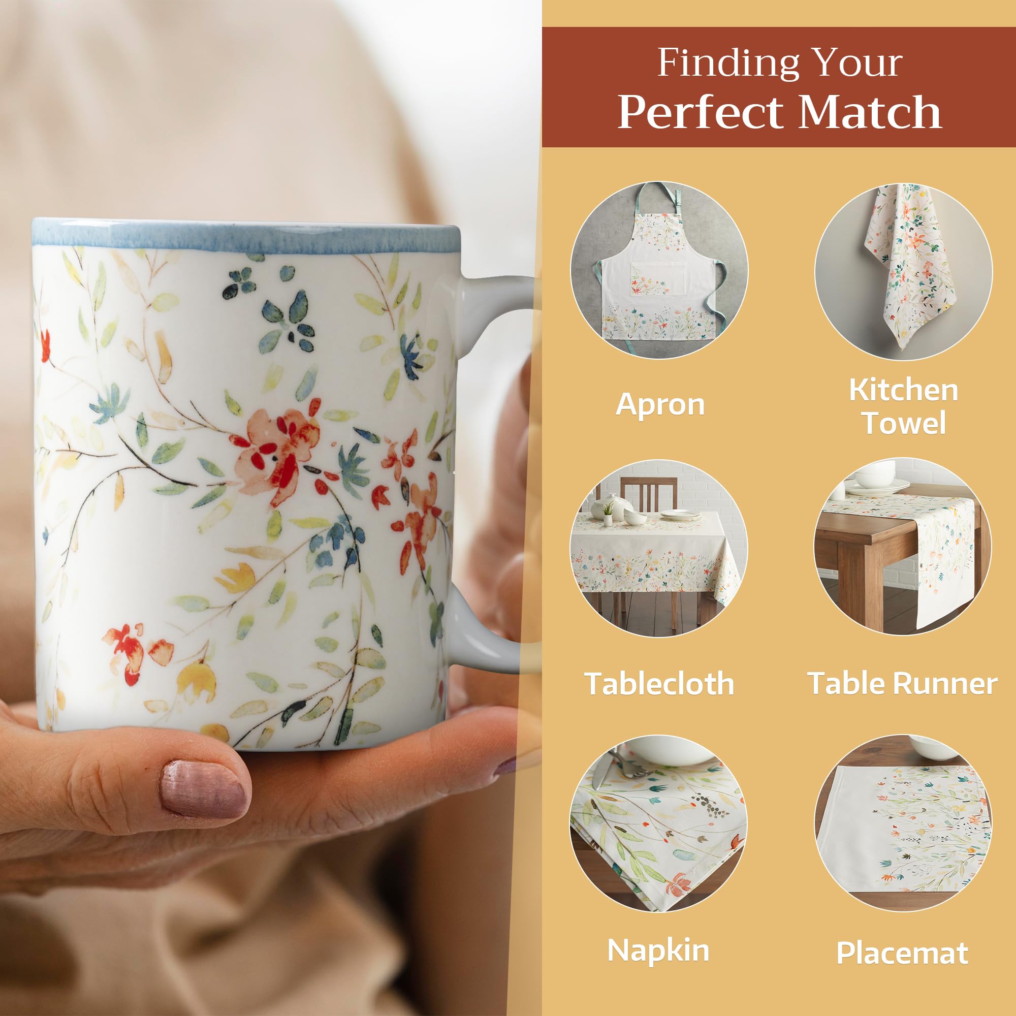 Amazon.com | Maison d' Hermine Coffee Mug with Handles Fine Bone China Mugs  Pack of Two Tea Cups for Hot Beverages Cappuccino Latte Home Restaurant  Hotel Spring Summer (Colmar - Pack of