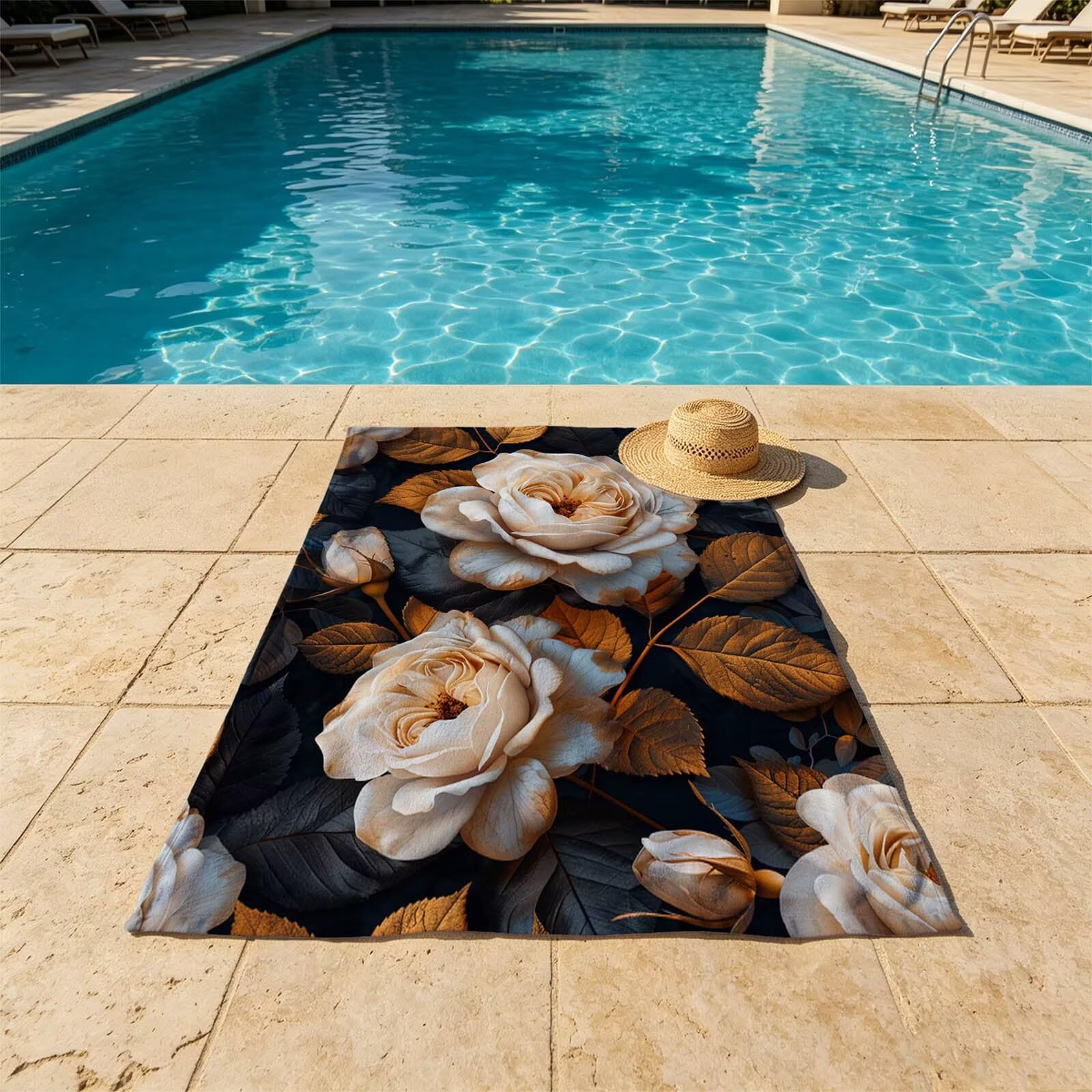 Flor Toalla Playa 220 x 160 Resistente a la Arena Secado rápido Ligero, Toalla Playa Grande 160x220cm Suave Cómodo como Gym Yoga Sauna Toallas Baño Grandes Exterior Travel Essentials Planta XTLS-7061