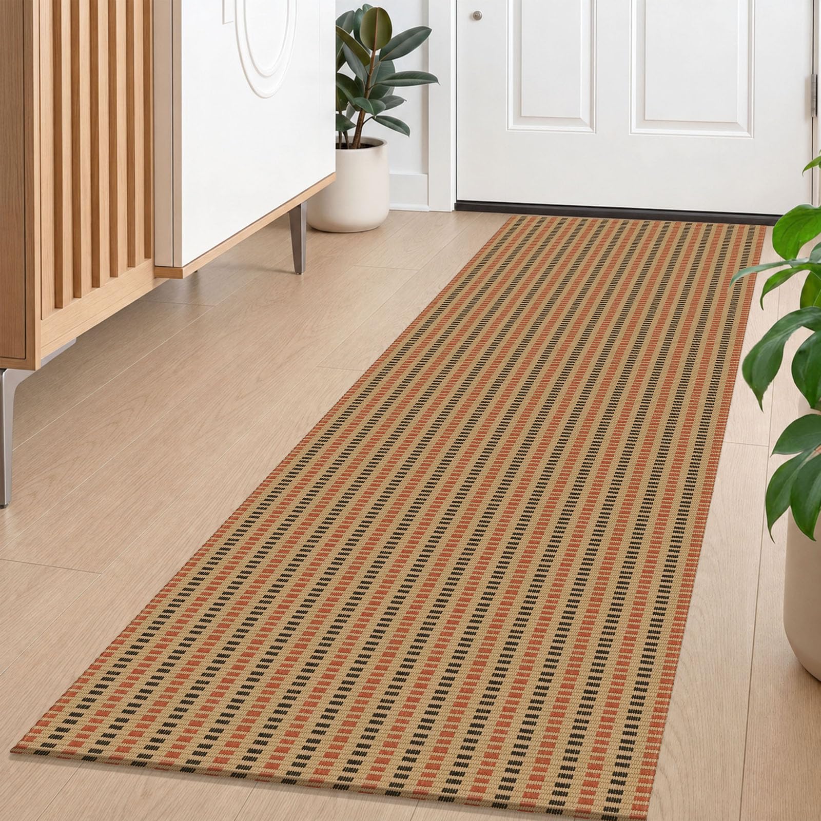 KOZYFLY 2x5 Washable Non Slip Kitchen Runner Rug, Beige/Terracotta/Brown — image 1
