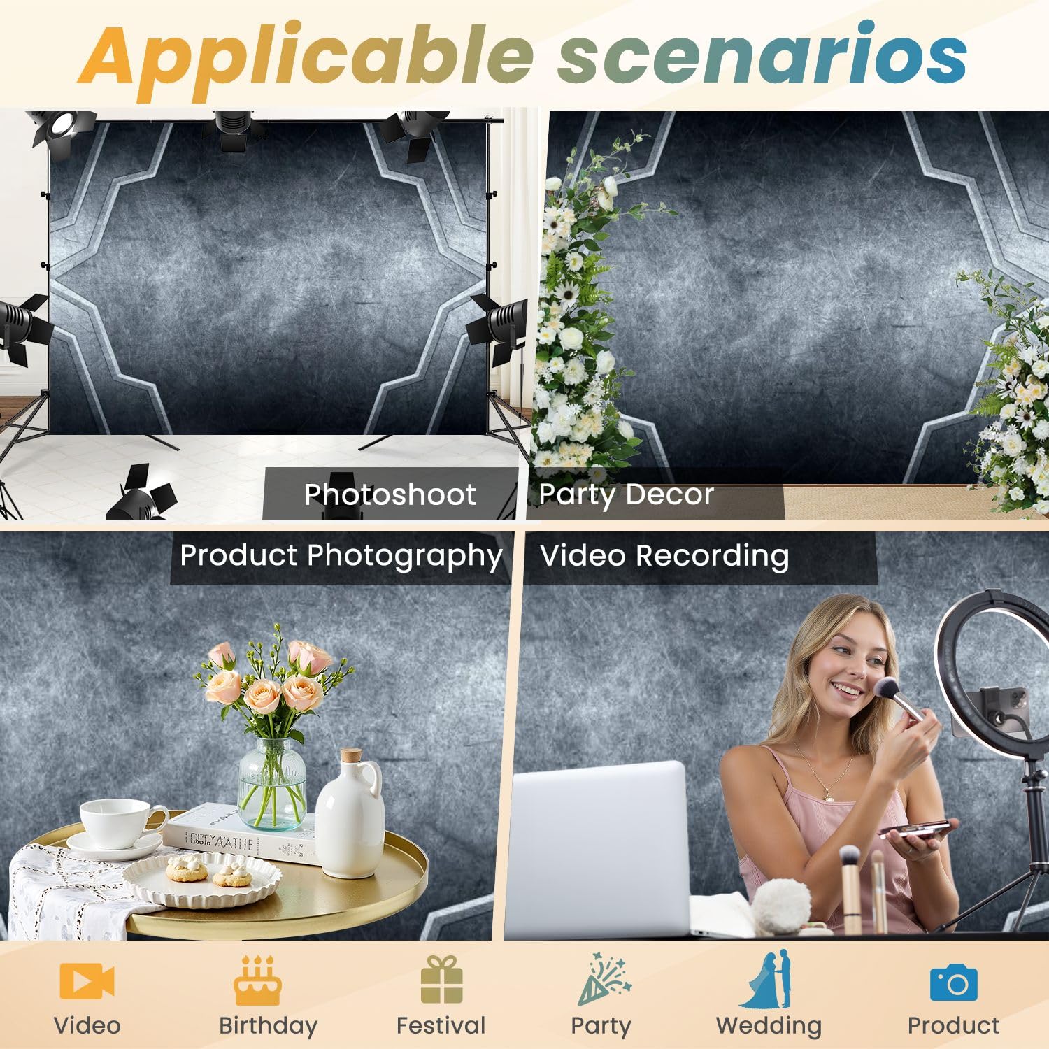 5x7ft Photography Backdrop Black Microprocessor Electronic Components Photo Backdrop Photography Background for Photoshoot Portrait Video Party Photo Studio Prop Booth: 5 x 7 FT Color13