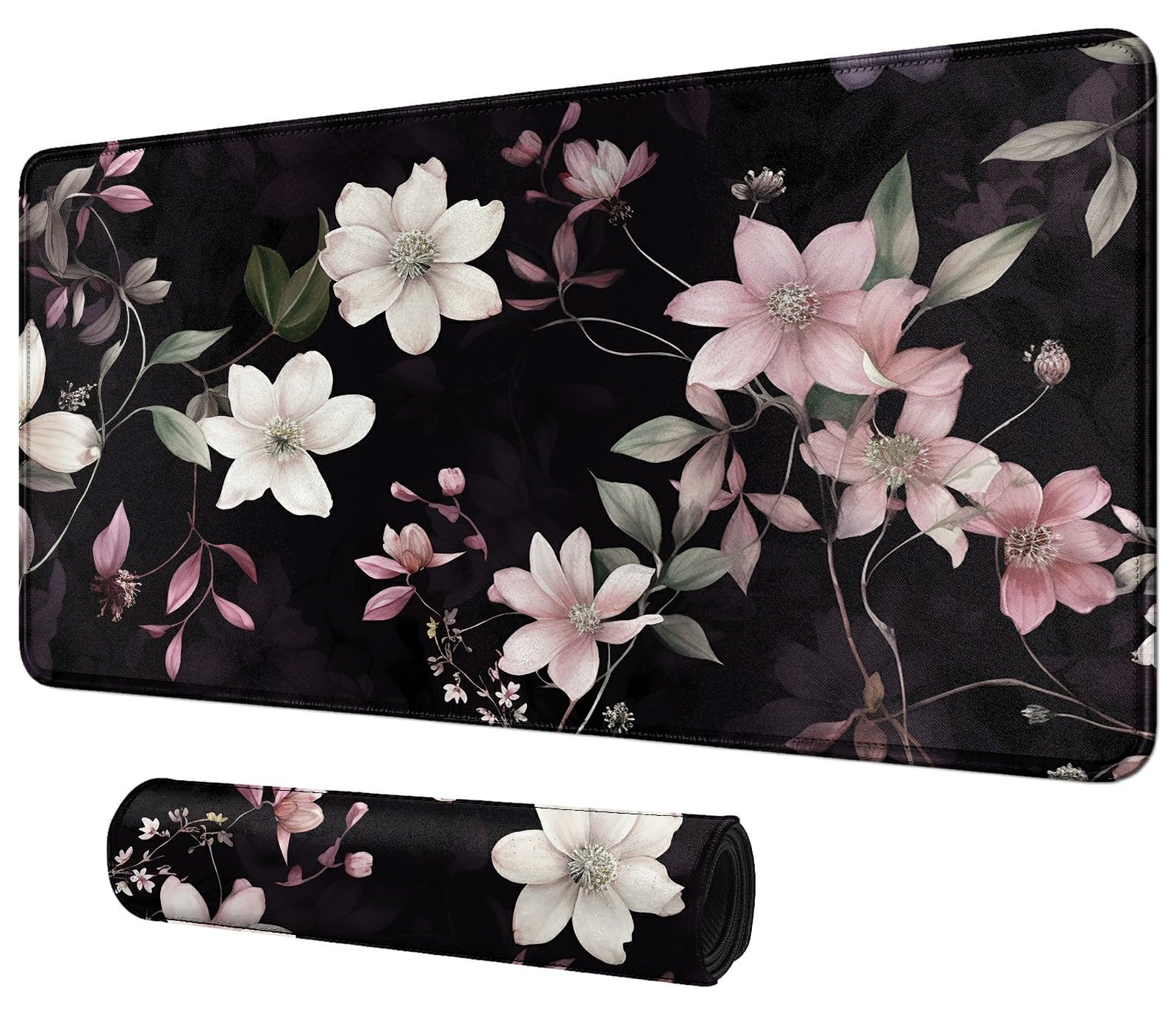 Card Mat for MTG &amp; TCG Playmat,White and Pink Flower