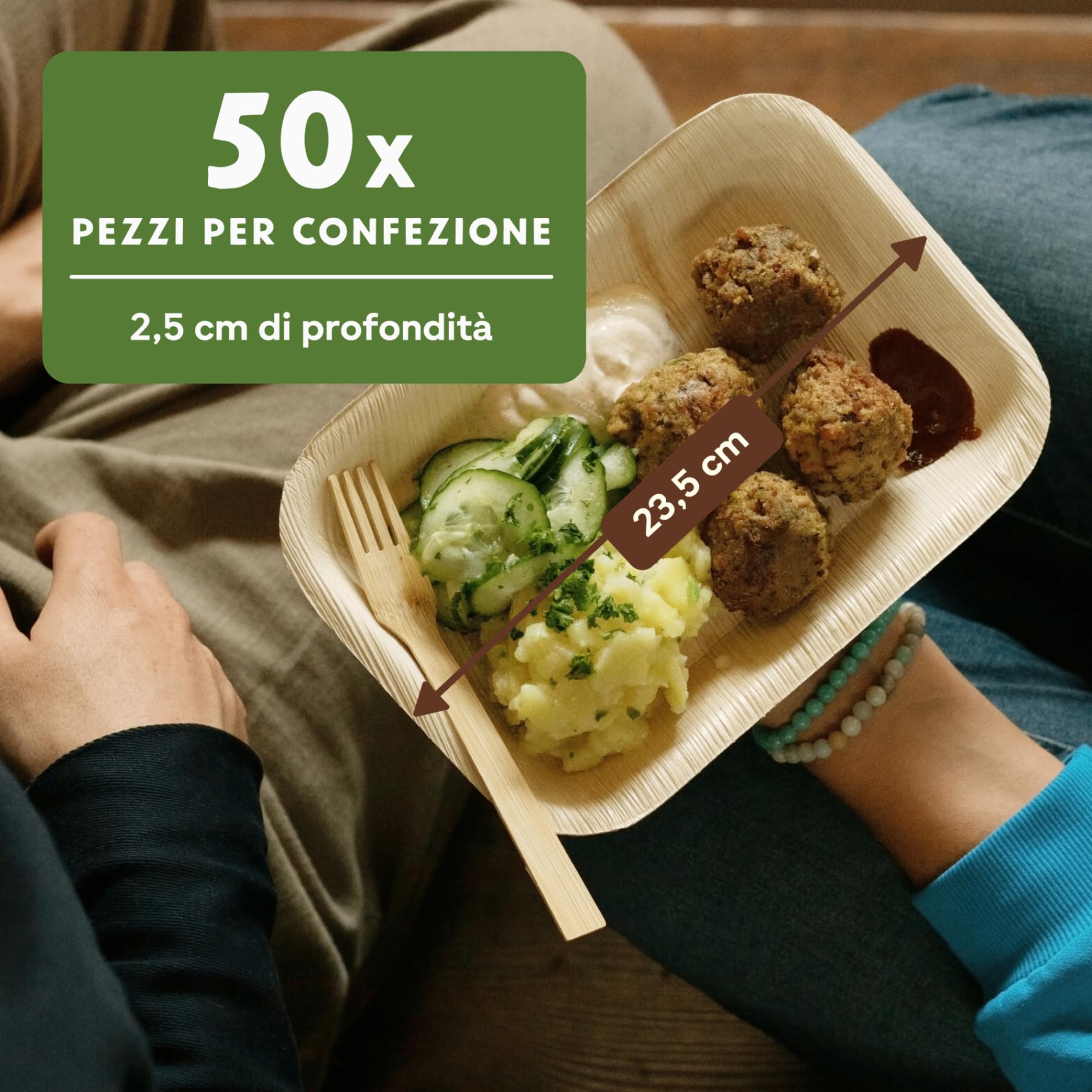 Leef® Piatti foglia di Palma [23 x 16 cm] piatti usa e getta come alternativa ai piatti carta [50 pz] piatti di carta eleganti come piatti carta compleanno | piatti compostabili finger food