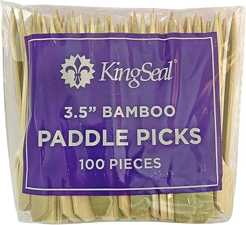 Miniatura 3 de KingSeal - 500 palillos de madera de bambú verde natural, brochetas para aperitivos y cócteles, 3.5 pulgadas, paquete a granel, 5 paquetes de 100