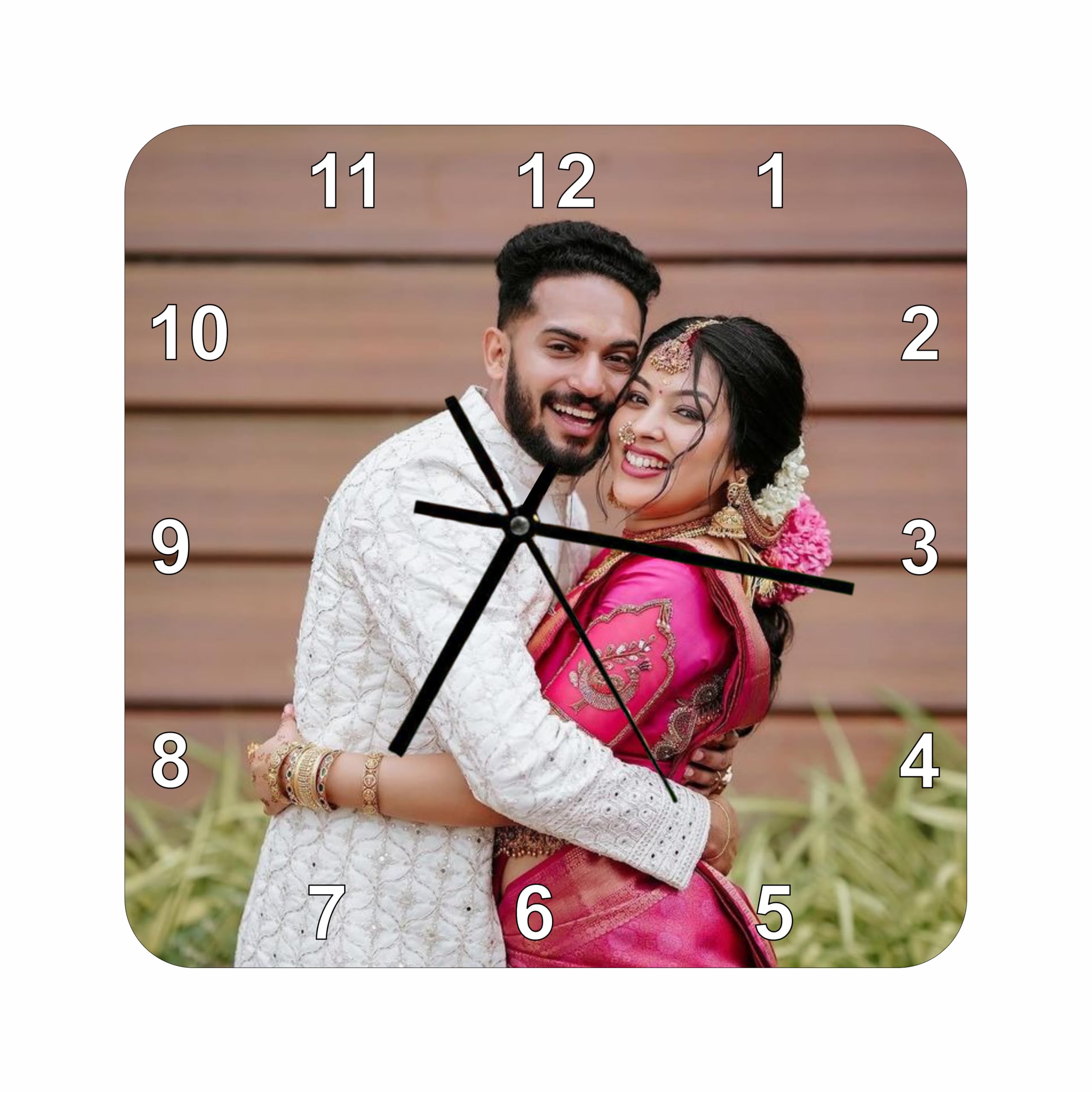 thinkit Custom Acrylic Photo Wall Clock for Couple, Family, Love, Collage | Customized Gift for Birthday, Anniversary, Wedding for Room/Home/Kitchen/Bedroom/Office/School | 12 Inches (Square)-image-12