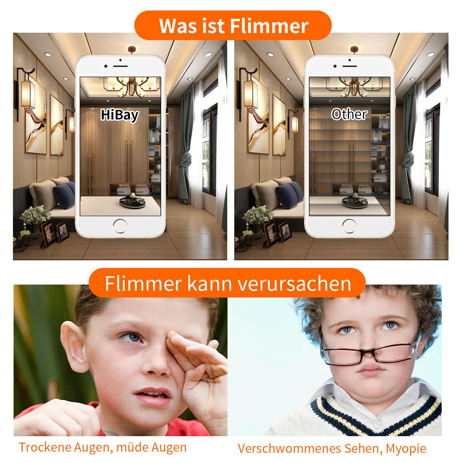 HiBay 8er Ultra Flach LED Einbaustrahler 5W Warmweiß Deckenstrahler 230V Edelstahl Gebürstet Einbauleuchten 40° Schwenkbar Einbauspots