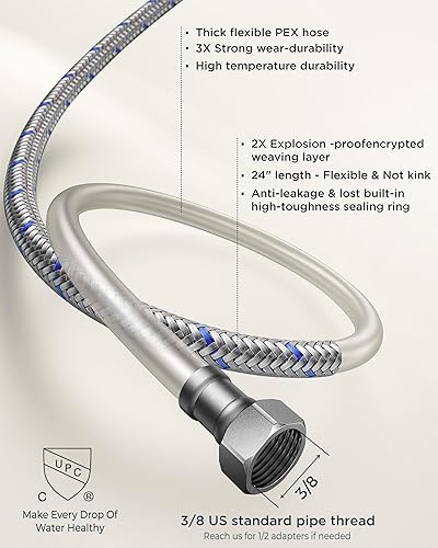 Miniatura 8 de FORIOUS Juego central de grifo de baño dorado cepillado de 4 pulgadas, 2 manijas y 2 agujeros dorados para tocador de baño con metal emergente,