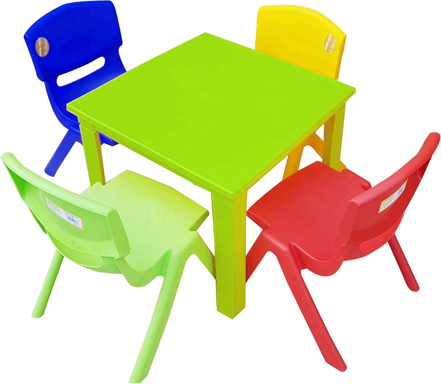 A406 Strong Kids Children Table and Chairs Set for Study, Activity Garden Indoor (Green Table
