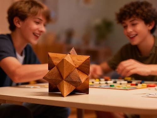 Miniatura 5 de BSIRI Juegos para adultos, regalos de cubo de estrellas de madera, juego de rompecabezas de rompecabezas de la lógica juegos para niños y