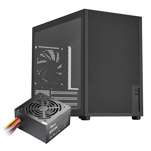 Rosewill Micro ATX Mini Tower PC Case with Pre-Installed 400W Power Supply | Temper Glass Side Panel | Carrying Handle | 240mm Radiator Support | 2 x USB 3.0 | 1 x 120mm PWM Rear Fan | FBM-Z3-400
