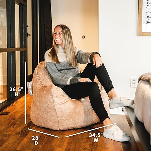 Miniatura 3 de Big Joe Hug Bean Bag Chair, Caribou Hyde, Faux Polyester Blend, 3 feet Adular,Azul basalto,Gris,Beige Bronceado,Negro -,Caramelo,Teselación de