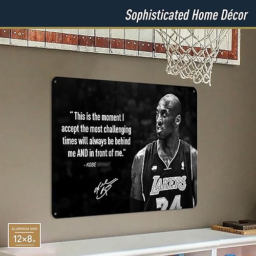Miniatura 3 de BEKUGART Kobe Bryant - Póster inspirador de metal para pared, arte de pared con cita de mentalidad de Mamba, decoración del hogar, deportes, arte