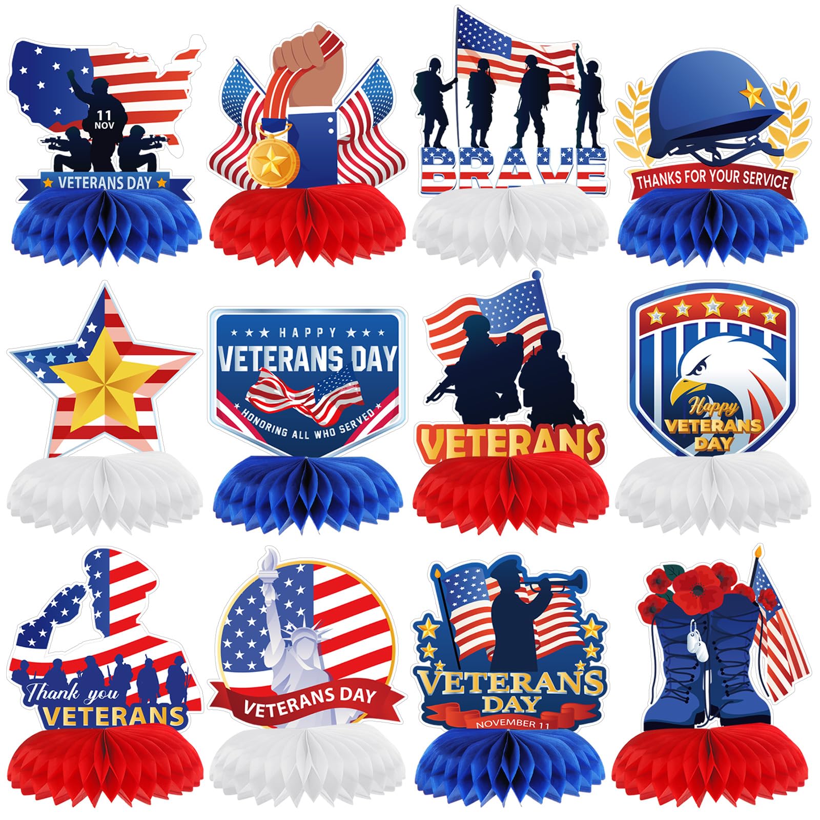 Veterans Day Plates And Napkins 12 Pcs Veterans Day Party Honeycomb