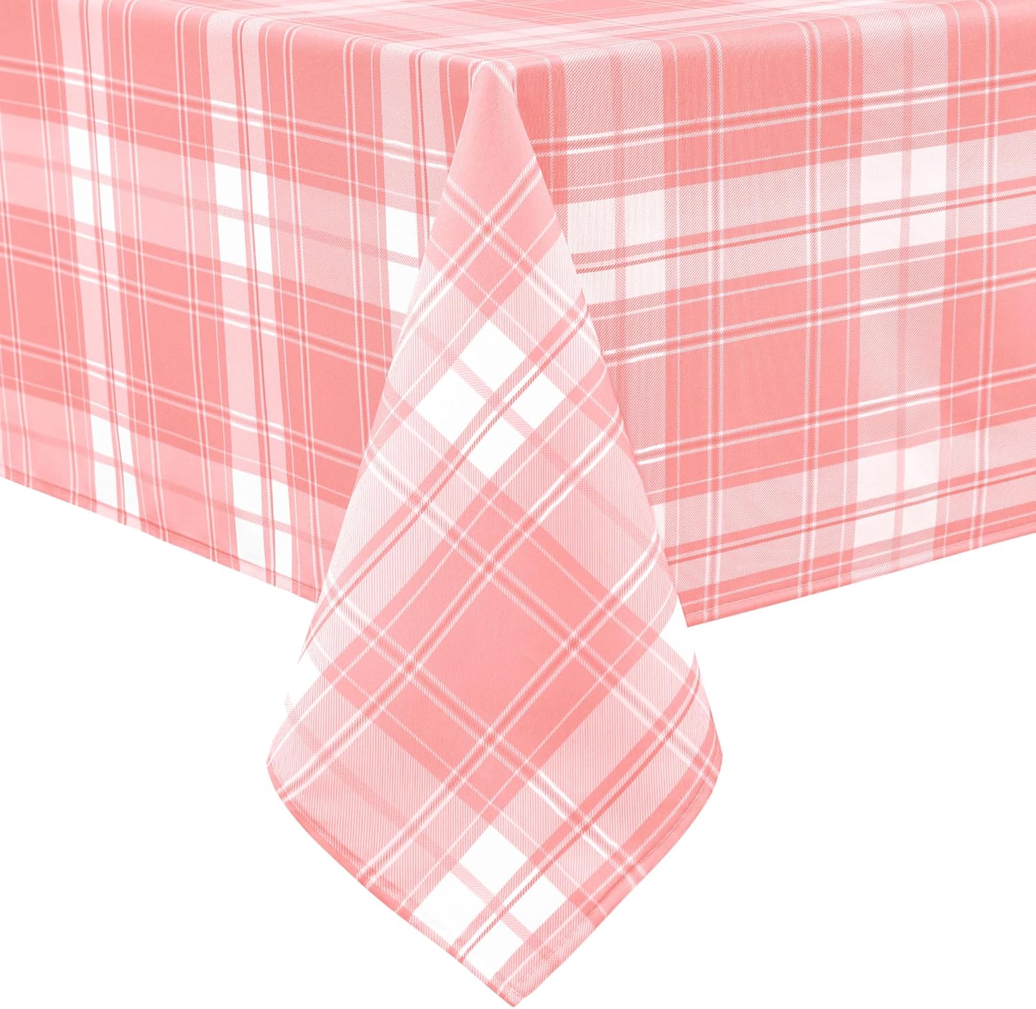 Hiasan 60 x 120 Inch Checkered Tablecloth Rectangle - Waterproof, Wrinkle Resistant and Washable Buffalo Plaid Table Cloth, Gingham Table Covers for Picnic Dinner Kitchen Birthday Party, Khaki