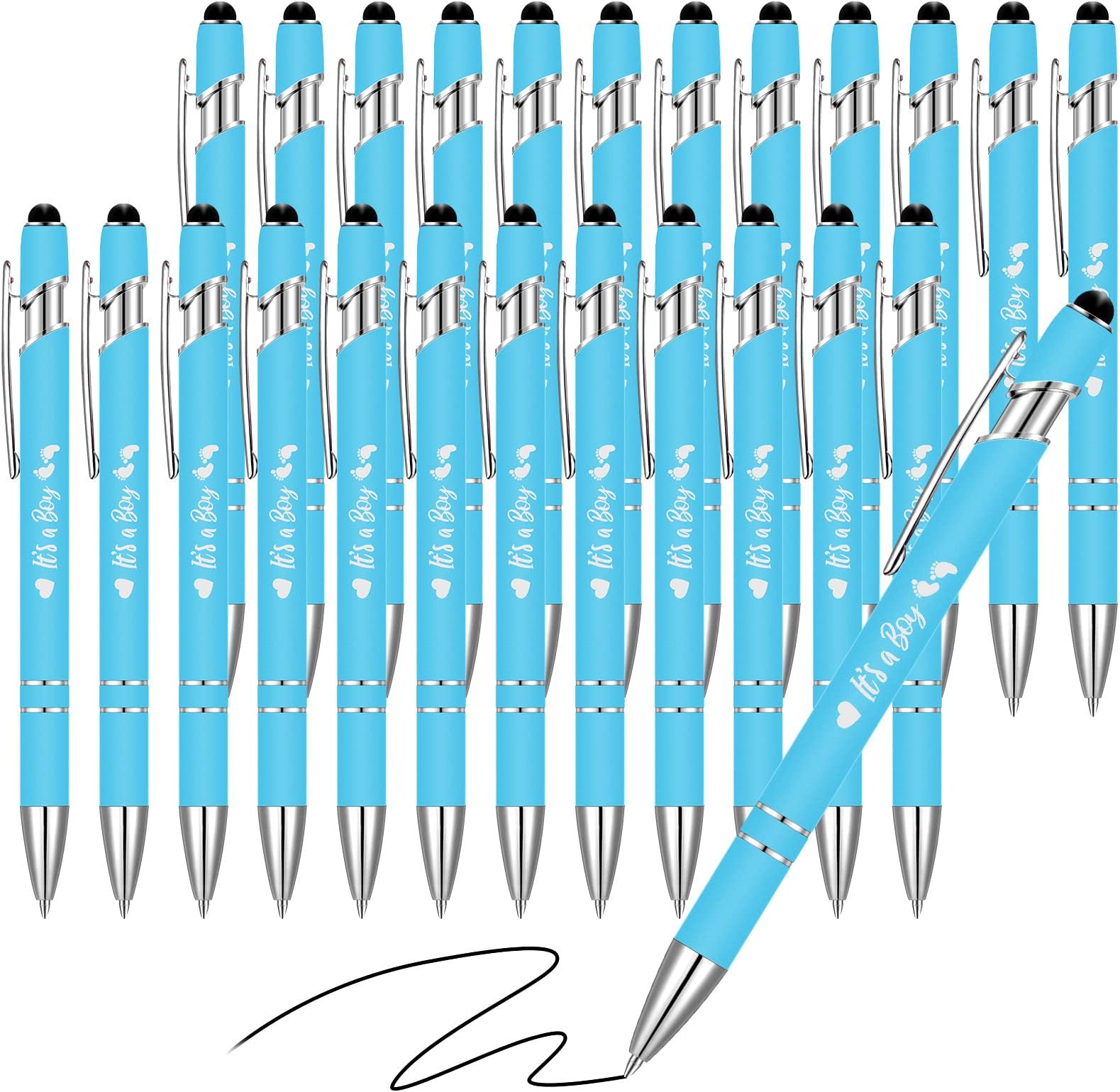 24 Pcs Baby Shower Rose Red Blue Pens It's a Boy/Girl