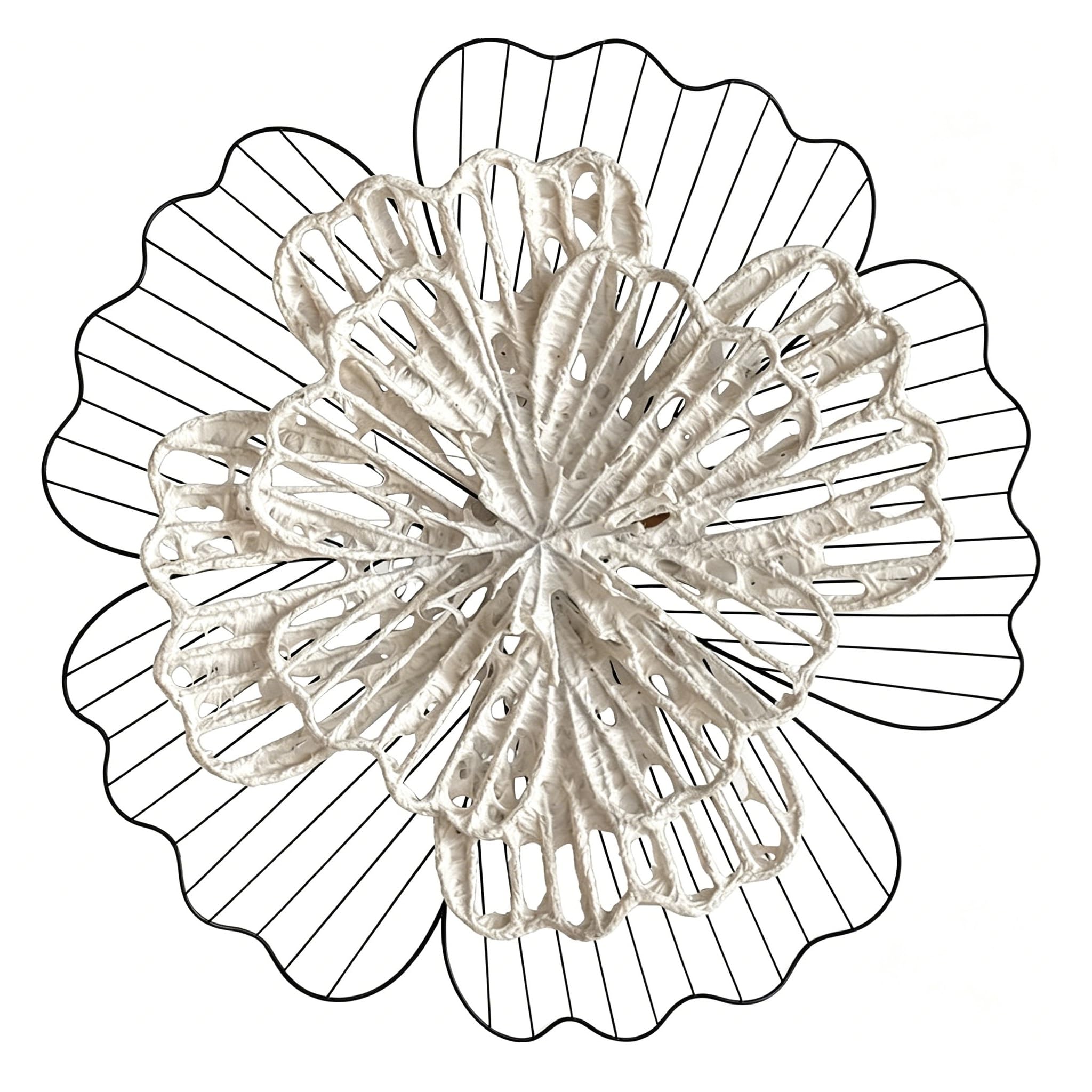 EdirFtra 3D Flower Wall Decor - Rustic Iron & Paper Art Sculpture