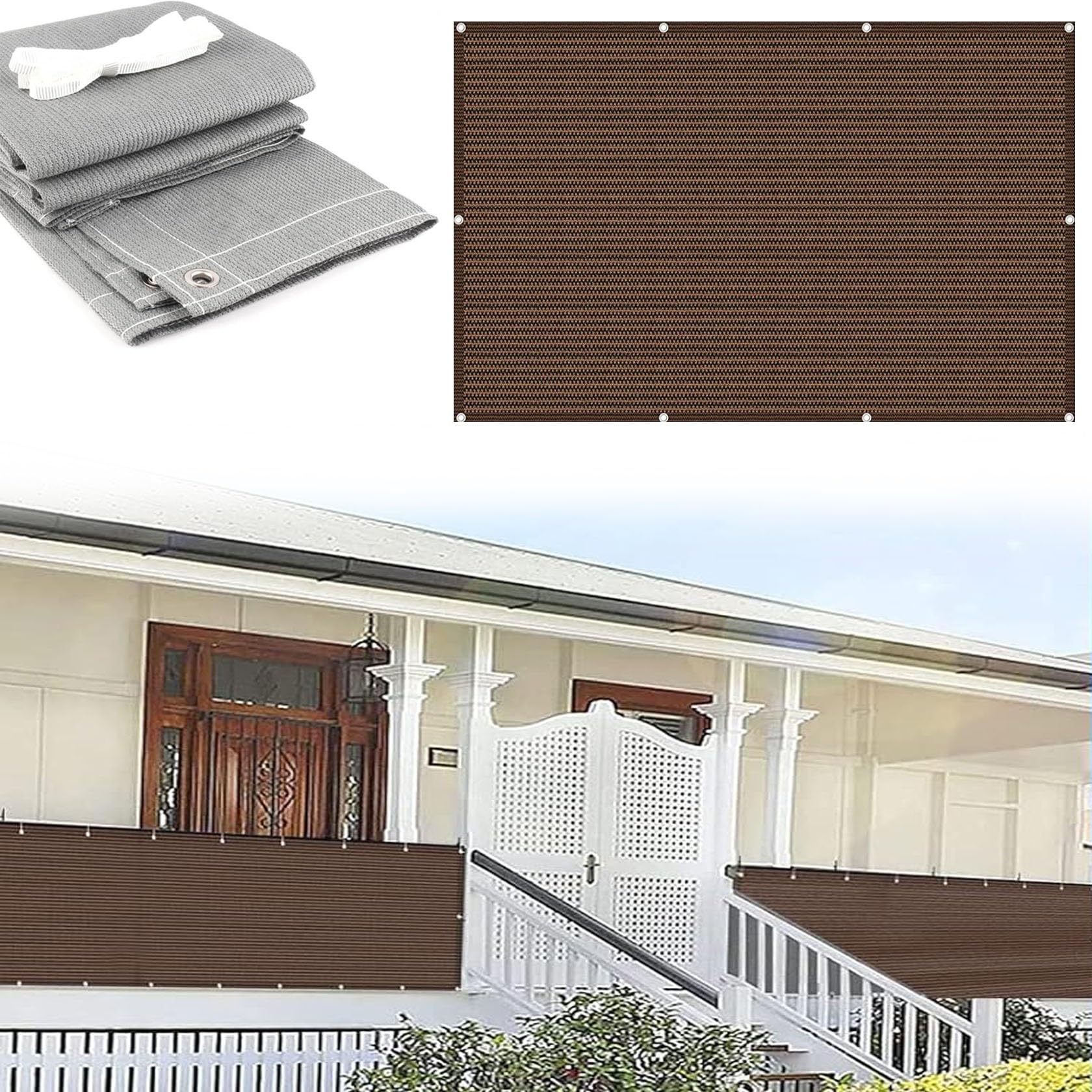 Balkonabdeckung 115x900cm – Sichtschutz Mit Ösen & Kordel, Anthrazit, Für Balkon & Garten