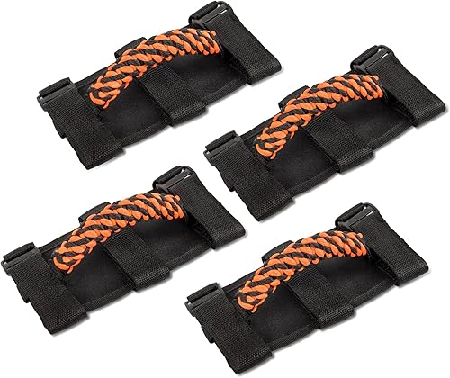 Savadicar 4 asas de agarre de barra antivuelco, mango de agarre de tejido circular compatible con Jeep Wrangler CJ YJ TJ JK JKU JL JLU y Gladiator Savadicar 4 asas de agarre de barra antivuelco, mango de agarre de tejido circular compatible con Jeep Wrangler CJ YJ TJ JK JKU JL JLU y Gladiator
