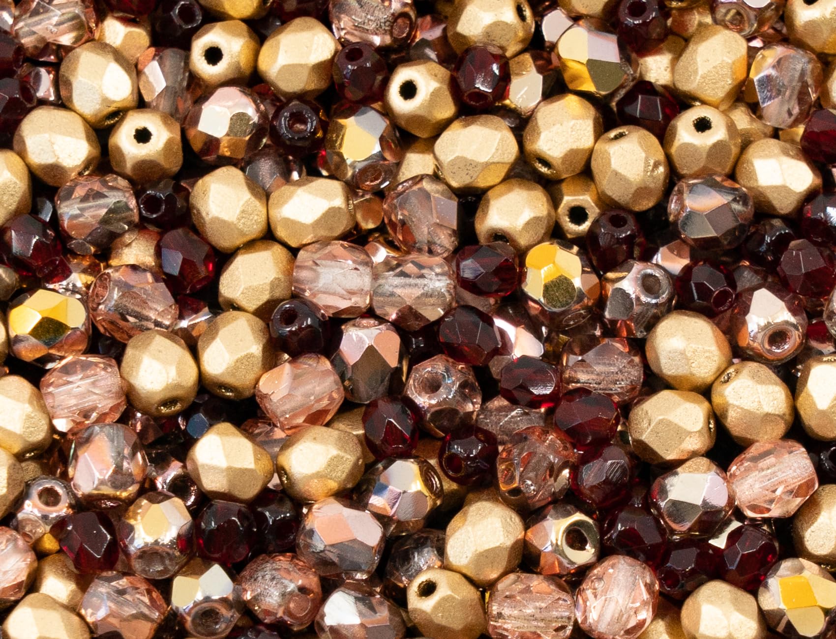 100 Pcs Faceted Fire Polished Pressed Czech Glass Beads 3 Mm, Bohemian