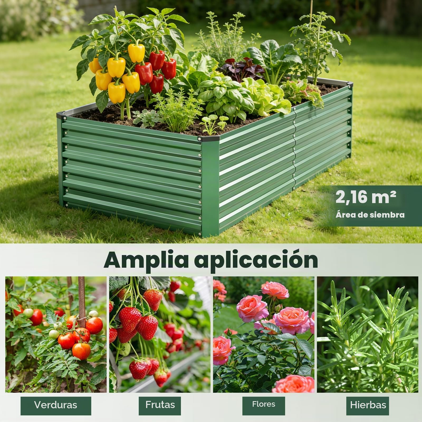 Metal Bancales Huerto para Jardín 240 x 120 x 60cm - Mesa de Cultivo Huerto Urbano Exterior Terraza y Balcón | Metal Huerto Urbano Decorativo para Verduras, Hierbas y Plantas de Tomate