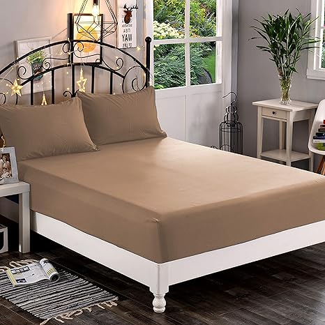 Elegant Comfort 1500 Premium Hotel Quality 1-Piece Fitted Sheet, Softest Quality Microfiber - Deep Pocket up to 16 inch, Wrinkle and Fade Resistant, Twin/Twin XL, Taupe