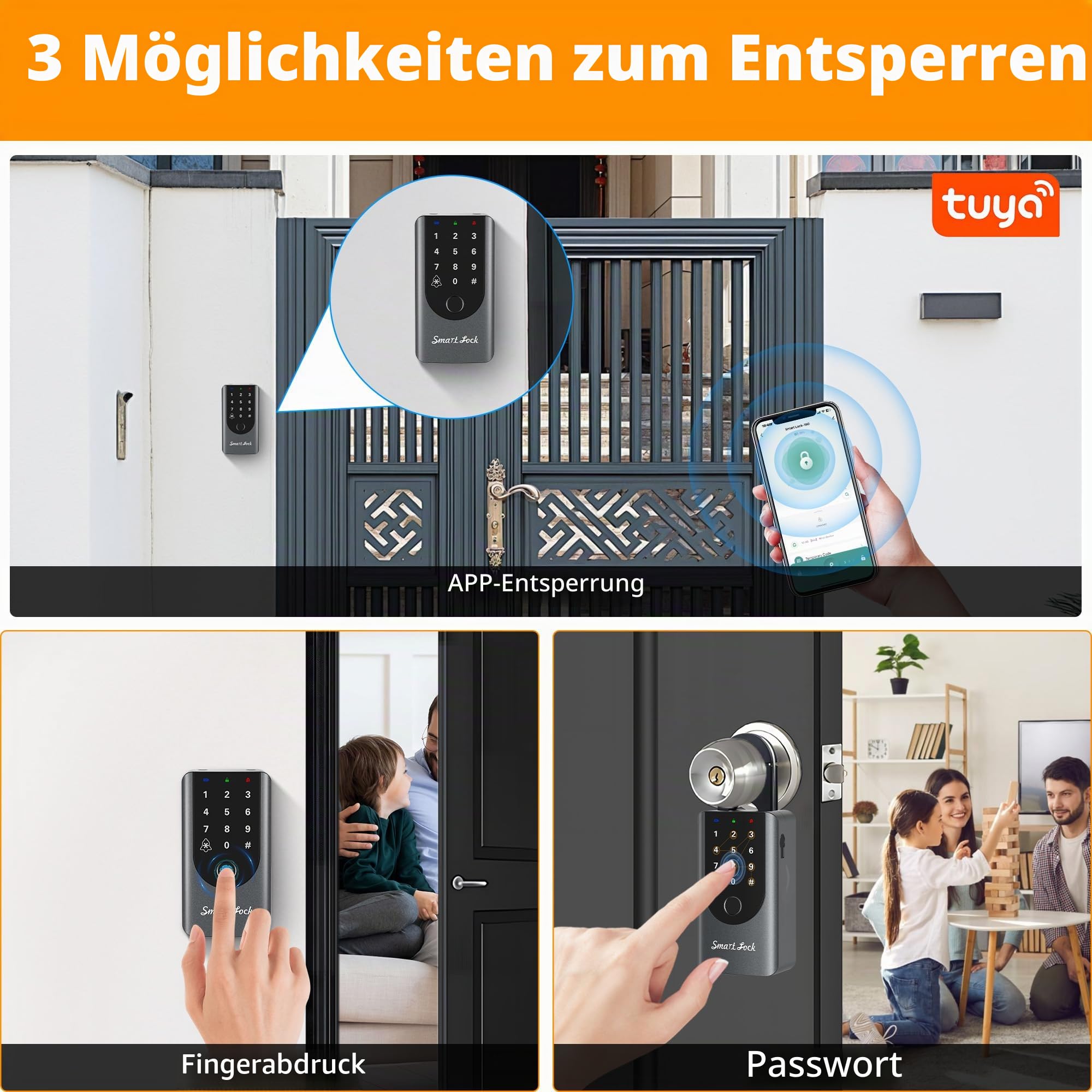 Smart Fingerabdruck Schlüsselschloss Box, IP66 Wasserdicht Outdoor Safe mit Türklingel