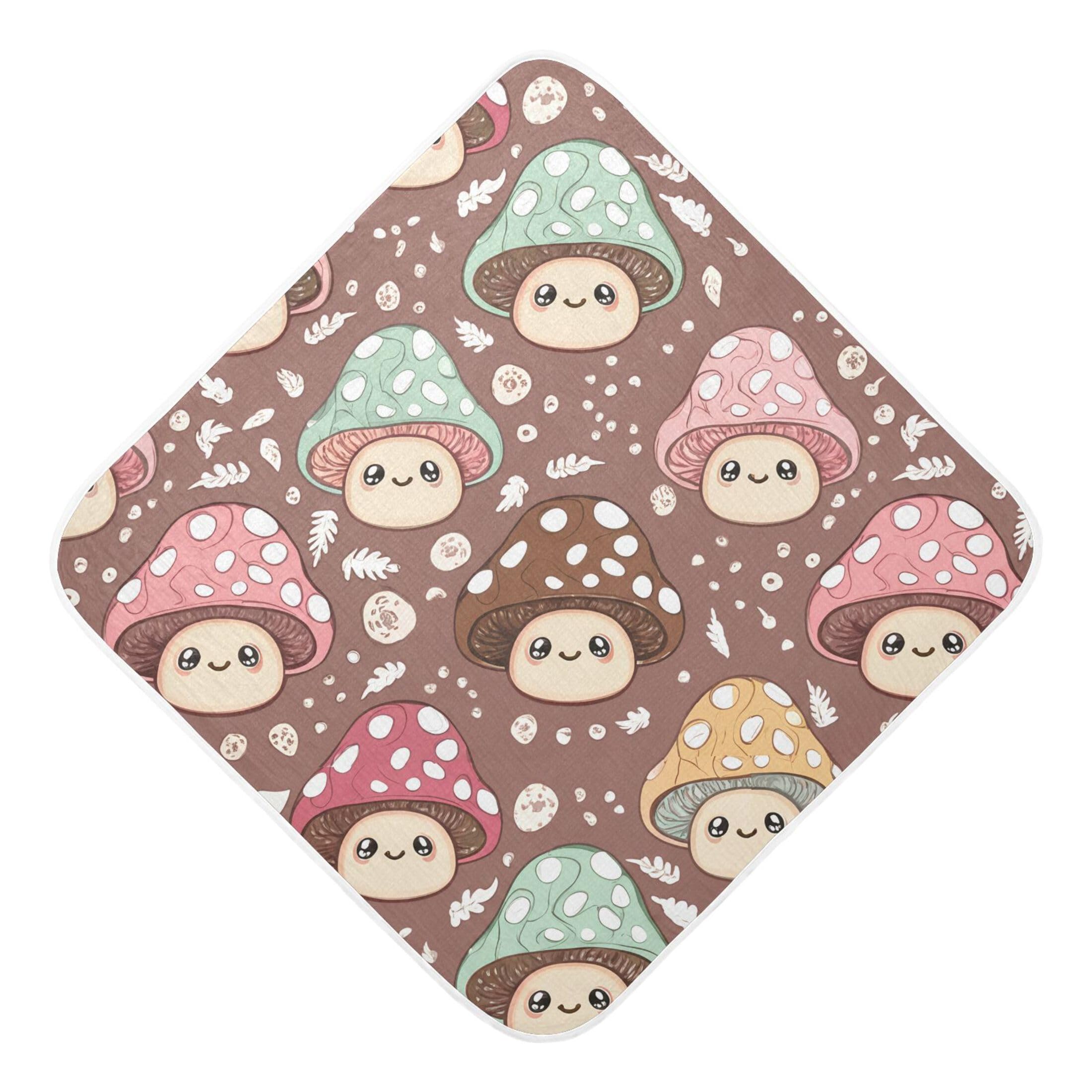 Kigai Baby Hooded Towel Absorbent Baby Bath Shower Towel with Hood for Newborn Boys Girls Babies Infant Toddler (Cute Mushrooms 30 x 30 in)