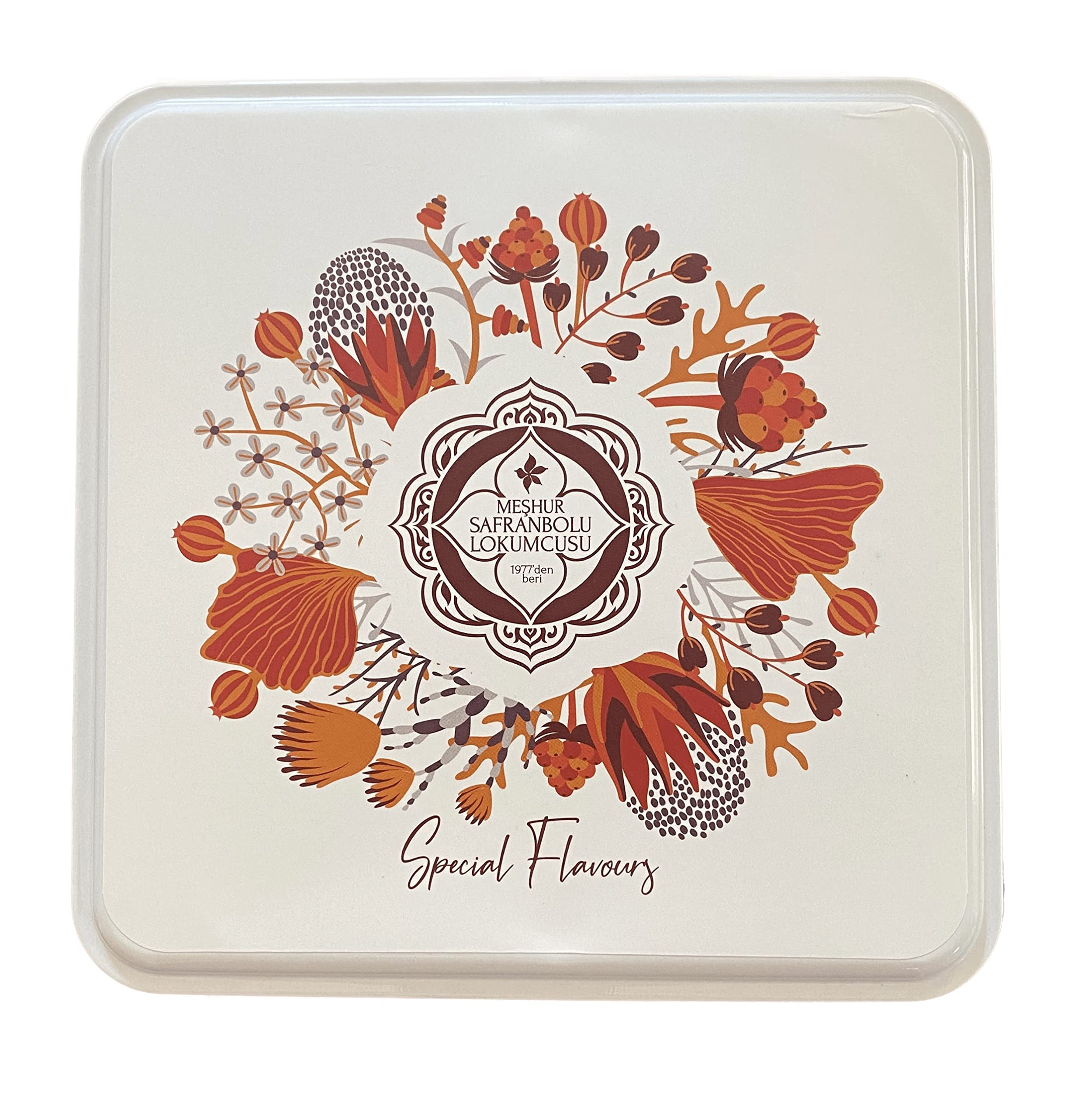 Meshur Safranbolu Lokumcusu Turkish Delight in Tin Gift Box With Sesame and Pistachio 720gr