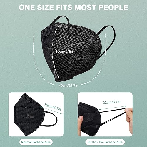 Miniatura 2 de 50 máscaras KN95 para adultos, 5 capas protectoras KN95, cubrebocas KN95 con clip de nariz y Erloop, máscara de seguridad KN95 para uso diario