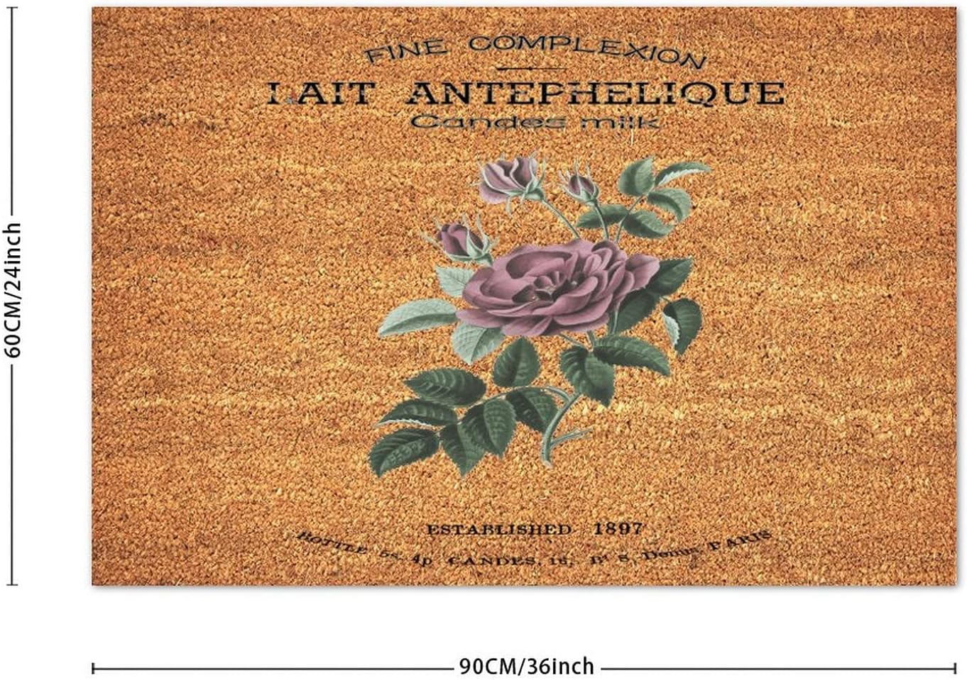 Vintage French Paris Coir Mat Vintage French Flower Bouquet Natural Outdoor Welcome Coir Door Mat Weather Resistant Welcome Mats Perfect for Indoor and Outdoor Use 24x36in Welcome Home Gifts