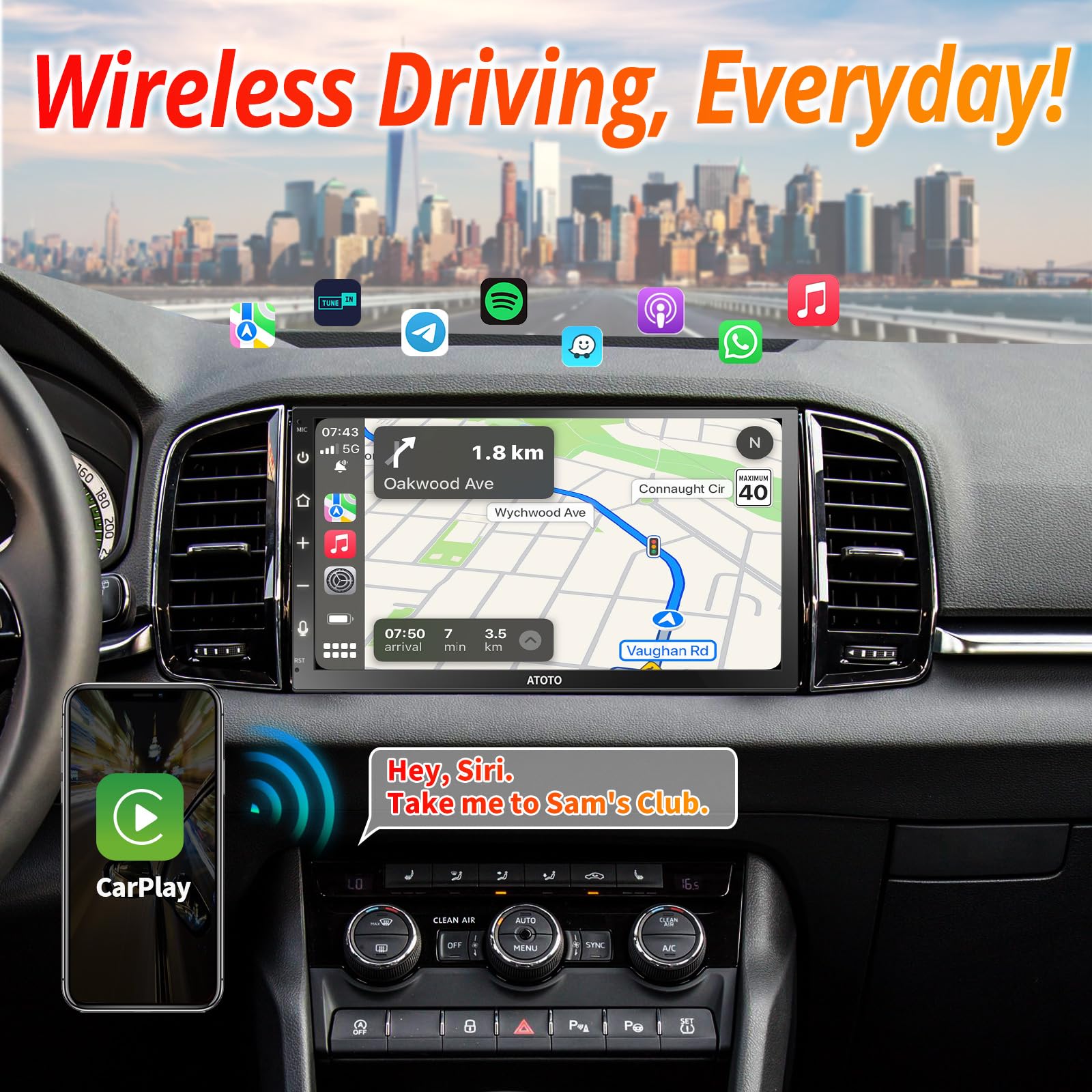 Amazon.com: ATOTO F7 Double DIN Car Stereo Receivers, Wireless 